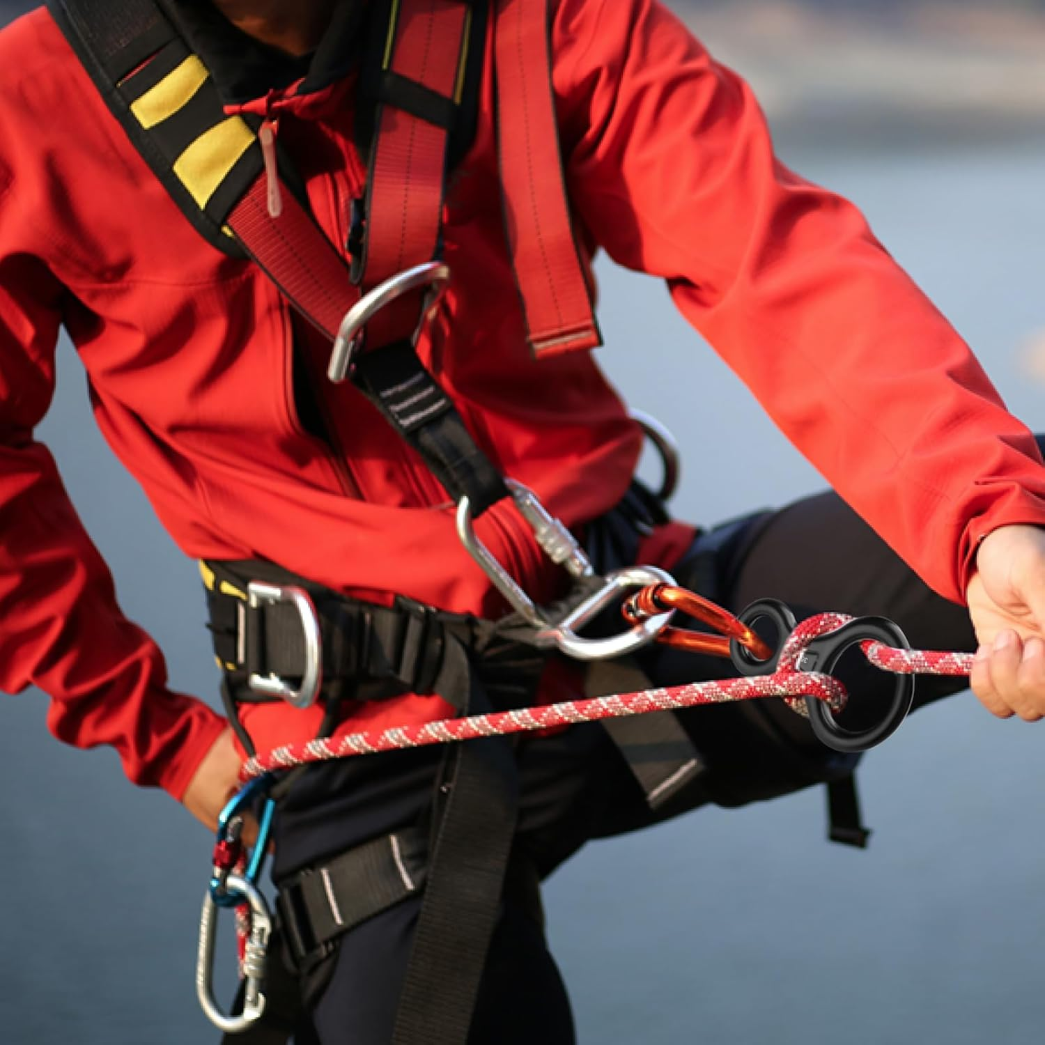 TRIWONDER 35KN Aluminum Climb Figure 8 Descender Rigging Plate Rappel Gear Downhill Equipment Heavy Duty - 01 Blue - 35Kn image number 5