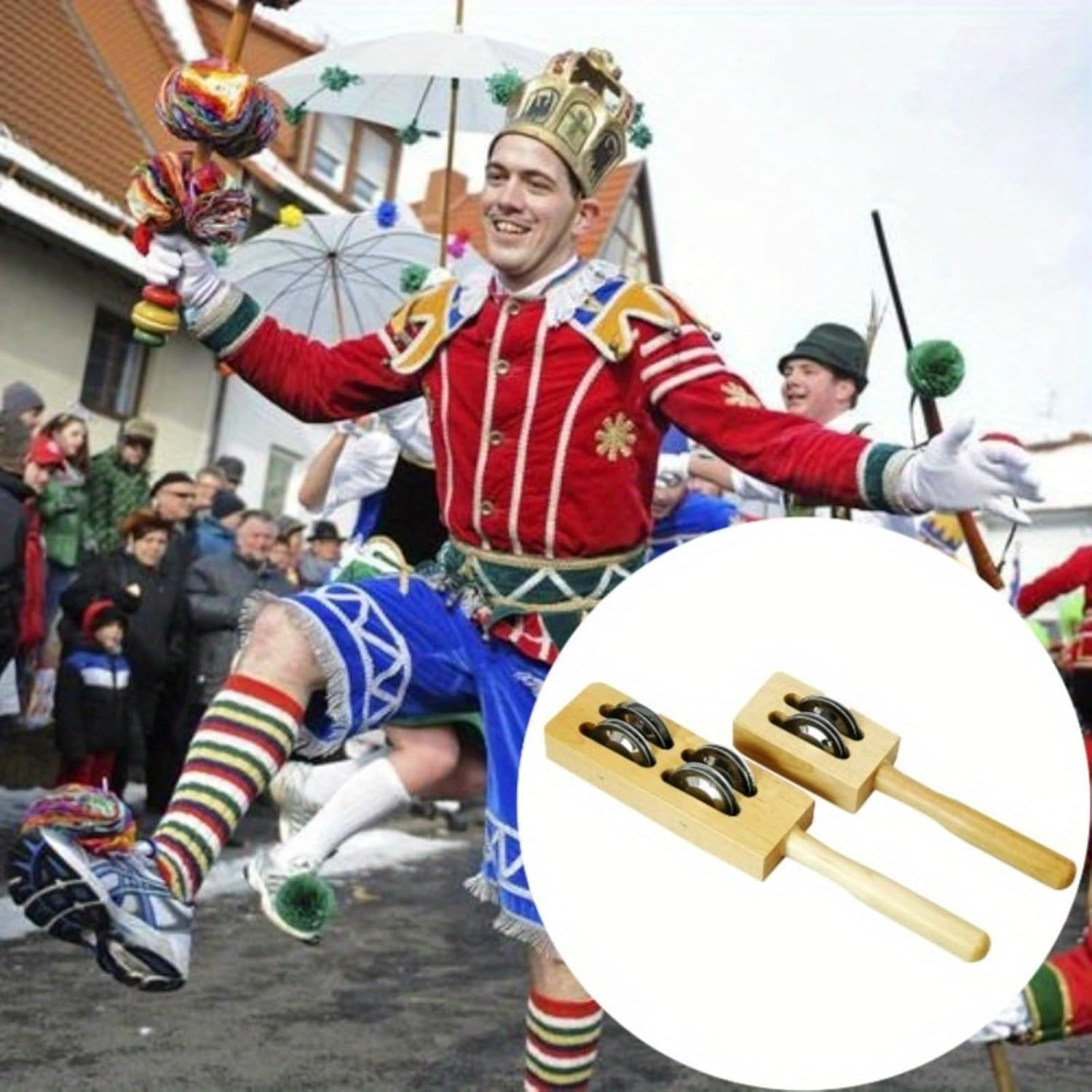 Wooden Sleigh Bells, Eco-Friendly Percussion Instrument for Rhythm Training, Music Creation & Festival Decor, Handcrafted with Sustainable Wood, Ideal for Musicians, Events&Sound Therapy (2Bell+4Bell) image number 5