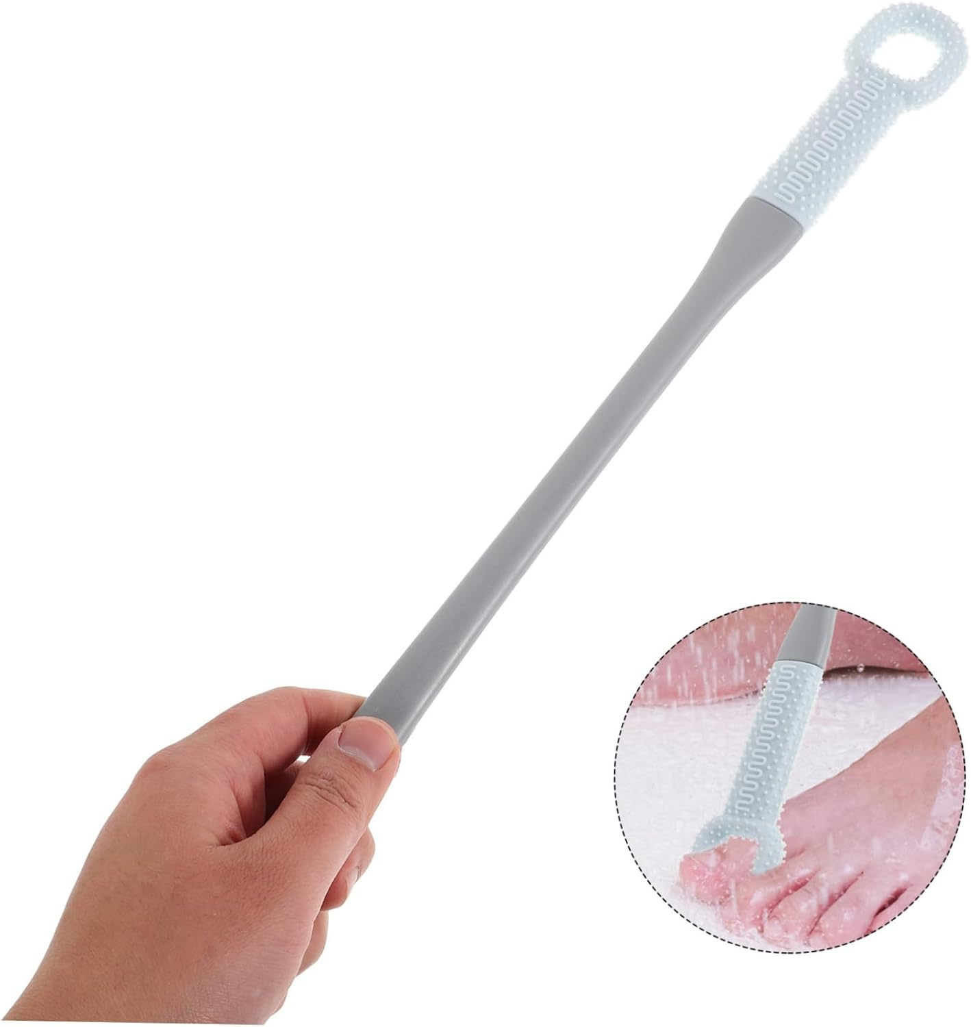 GANAZONO Elderly Foot Washer Toe Gap Brush Long Handle Foot Scrubber Dead Skin Remover Tool for Elderly Pregnant image number 2