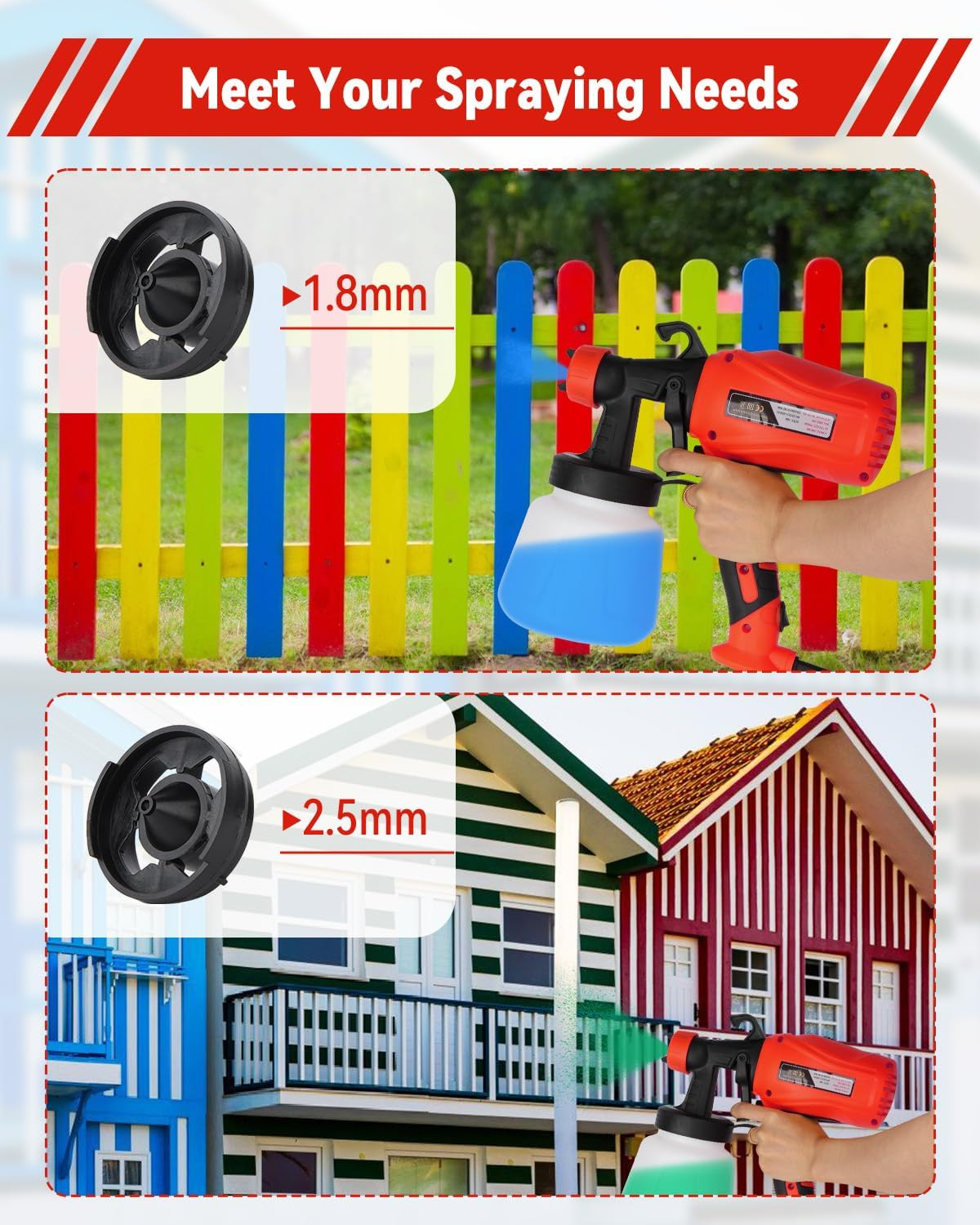 Musclez Paint Sprayer, 900Ml Capacity Paint Spray Gun, 3 Spray Modes Electric Paint Sprayer, Easy to Clean and Assemble, Suitable for Walls, Furniture, Cabinets, Fences, Doors, Chairs image number 4