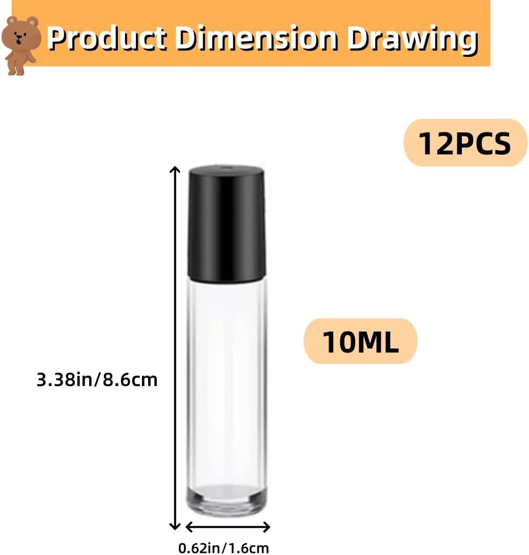20PCS Essential Oil Glass Roller Bottles,Ywbfove 10 Ml Leak-Proof Roller Bottle with Balls and Lids, Leak Proof Roll Bottles for Aromatherapy Facial Body Care, Travel Perfume Essential Oil image number 4