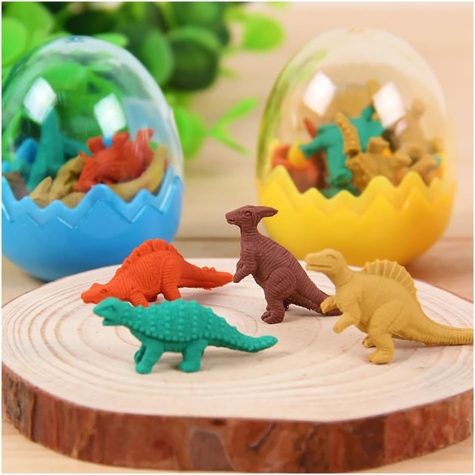 10 Pcs Dinosaur Erasers with Eggs, Mini Cute Dino Erasers Bulk for School Classroom Rewards Easter Basket Stuffers Fillers (Dinosaur) image number 3