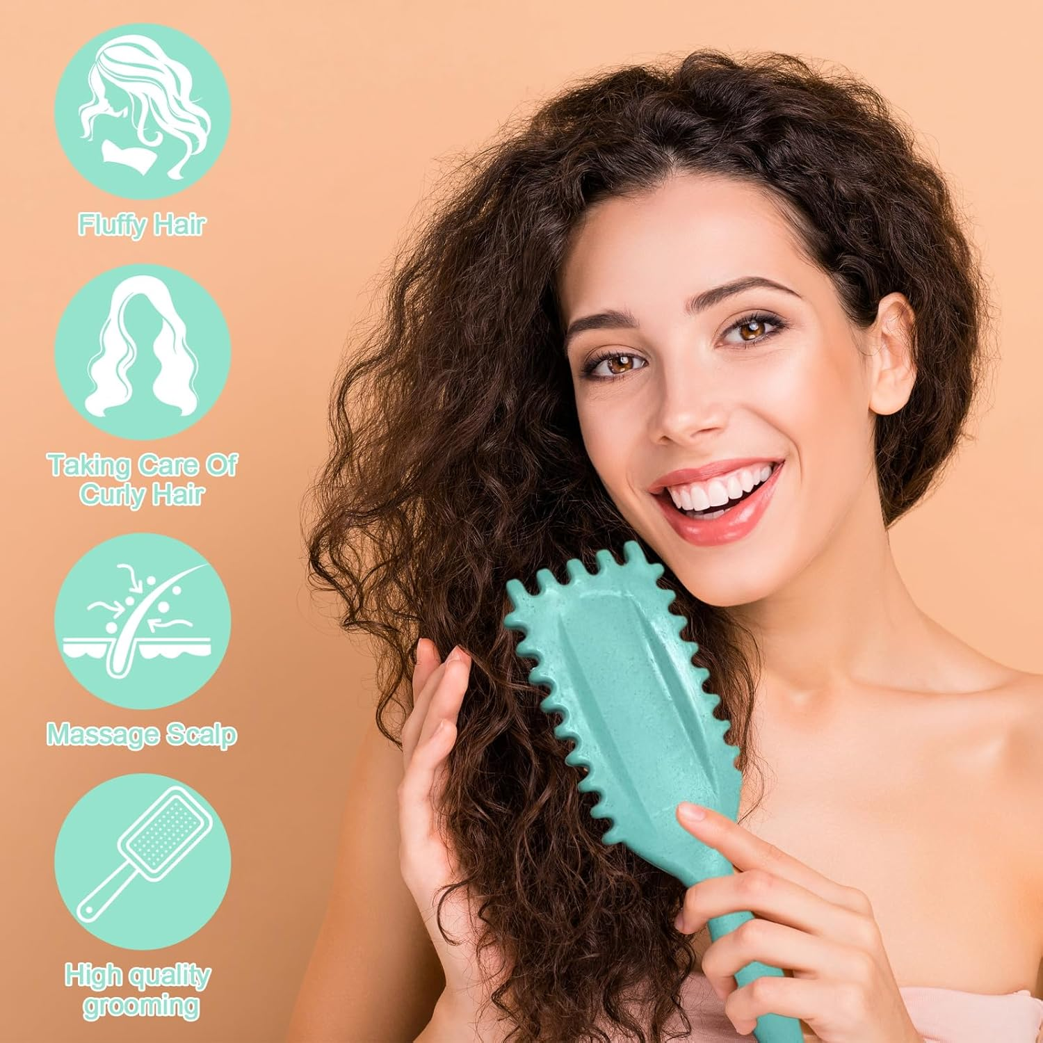 Hair Brush, Curly Hair Brush, Styling Brush with Prongs, Curl Separation and Less Pulling, Boar Bristle Hair Brush, Professional Curl Brush for Women and Men image number 4