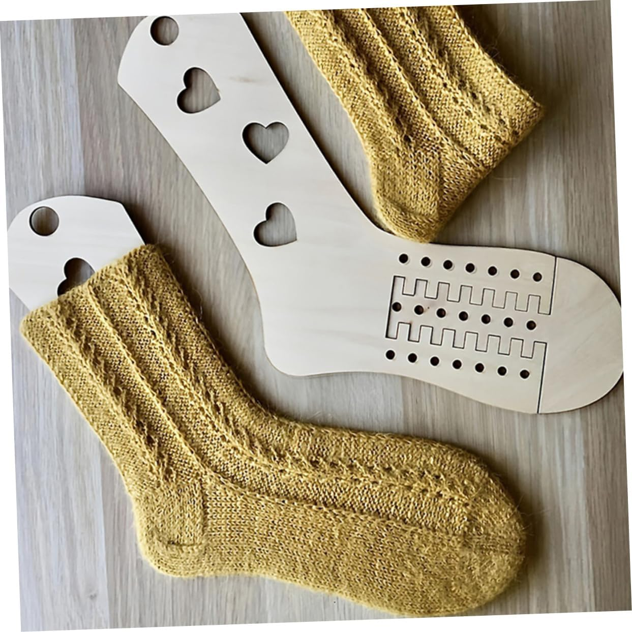 HOODANCOS 2Pairs Wooden Sock Blockers for Knitting DIY Sock Display Molds Smooth Surface Design for Shape Crafting Tool for Sock Weaving and Knitting Fun image number 6