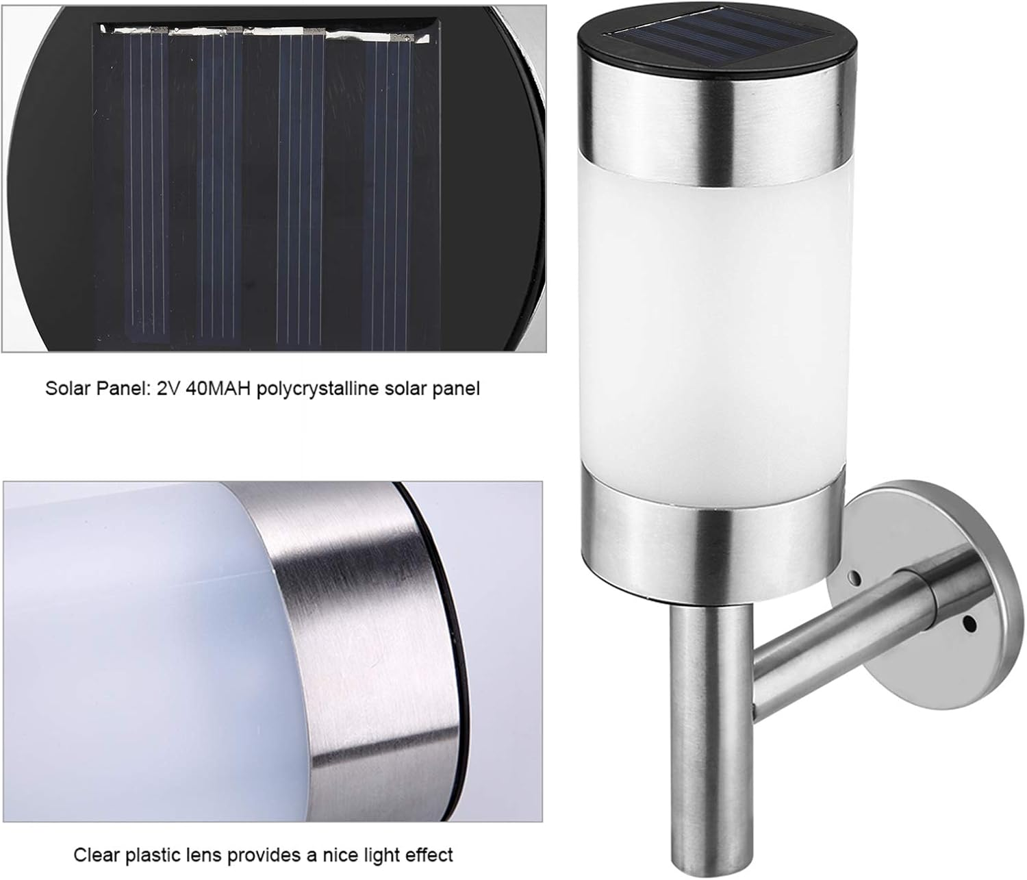 Solar Powered Landscape Spotlight 2 Pack Stainless Steel Waterproof Outdoor LED Light for Garden Yard Porch Driveway Walkway Pool Suitable for Pathway Garage Lawn Decoration