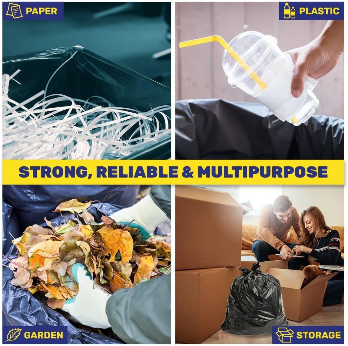 Tear and Leak Proof Garbage Bin Liner 30-Piece Set, 76 Litre Capacity, Black image number 4