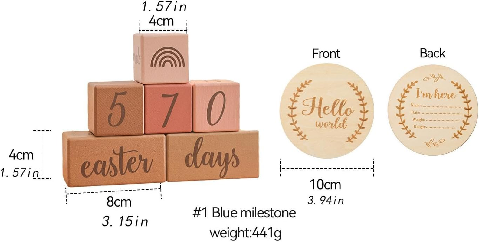 Milestone Blocks Set Memories, Growing up Newborn Keepsake Commemorative Week Month Year Decoration Boys or Girls Photo Props, Pink image number 6
