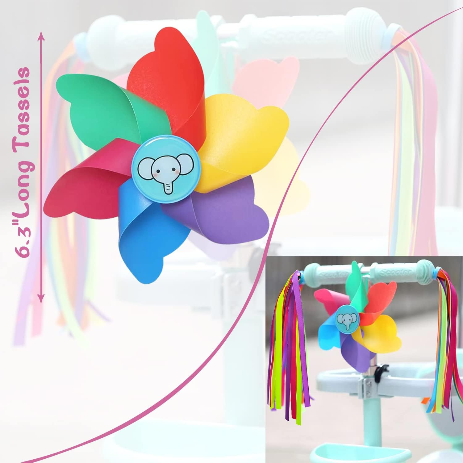 4PCS Kids Bike Bells,Diy Bells and Tassel Ribbon Decoration Set,Kids Bicycle Streamers,Children'S Bicycle Accessories,Used for Children'S Scooters, Bicycles, Girls Bicycle image number 4