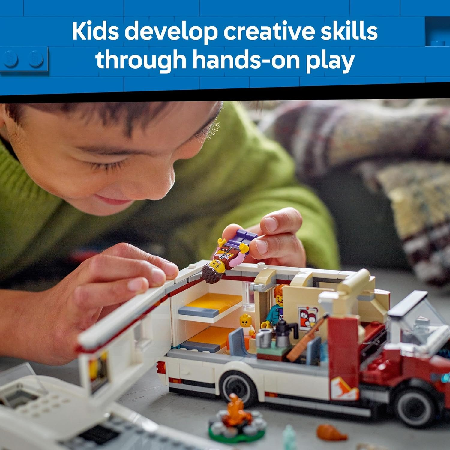 LEGO City Holiday Adventure Camper Van Toy for 6+ Year Old Girls & Boys, Vehicle Building Set with 3 Minifigures, Kids Toy Car & Accessories, Creative Role Play Construction Set 60454 image number 2