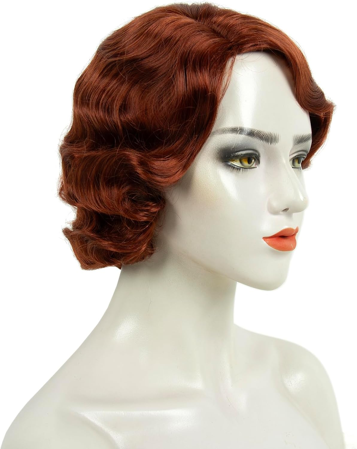 MEDISIFA Short Red 1920S Wig for Women Gatsby Roaring 20S Finger Wave Party Synthetic Full Vintage Wigs for Womens Lady Cosplay Costume Fancy Dress 1920 Flapper Wig - Black,Rose image number 3