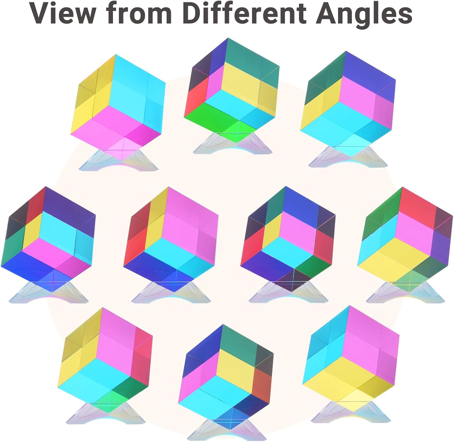 Ikeelo Color Cube (60Mm) with Stand - Cyan, Magenta & Yellow Cube - Illustrates Subtractive Color Model - Novelty Educational STEM Toy for Birthdays and Christmas image number 6
