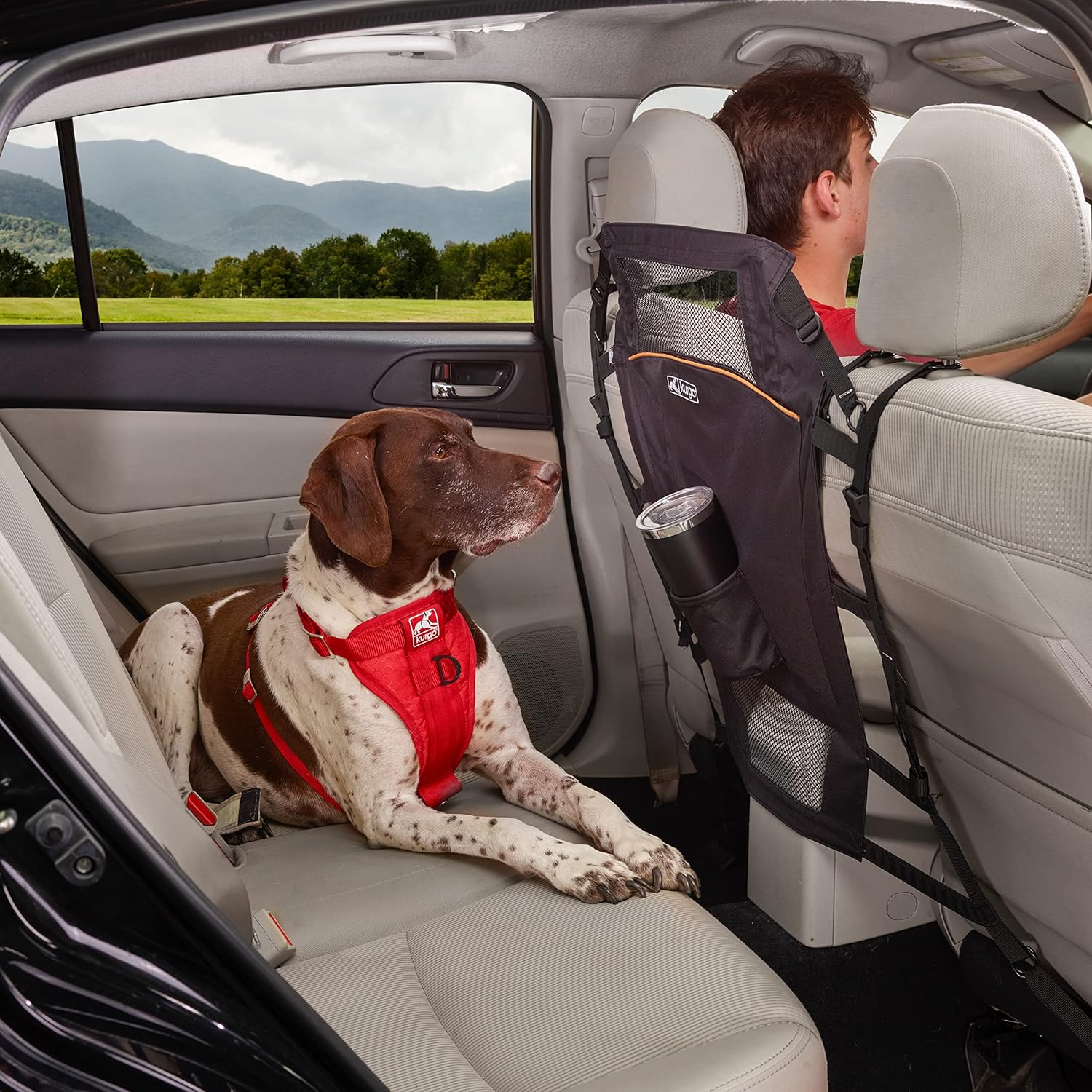 Kurgo Backseat Dog Barrier for Cars & SUV, Automotive Pet Barrier, Backseat Barrier for Dogs, Reduce Distractions While Driving, Mesh Opening, Easy Installation, Storage Pockets, Universal Fit image number 5