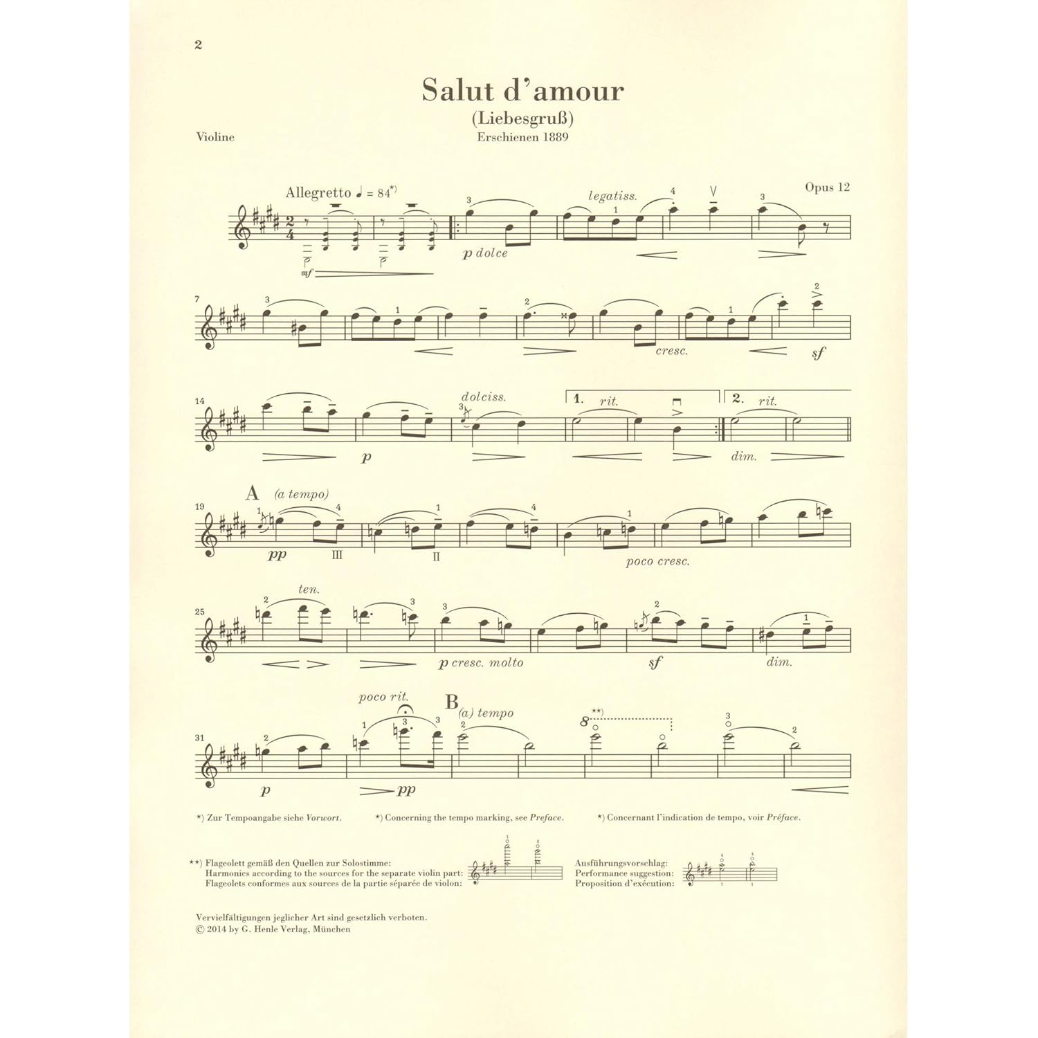 Salut D'Amour Op. 12 F&uuml;r Violine Und Klavier image number 6