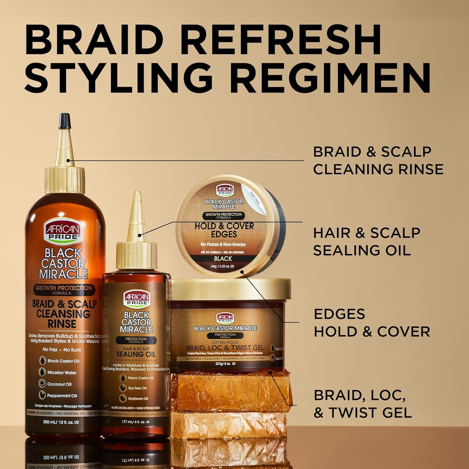 African Pride Blackcastor Miracle Braid Lock Twist Gel 8Oz image number 2