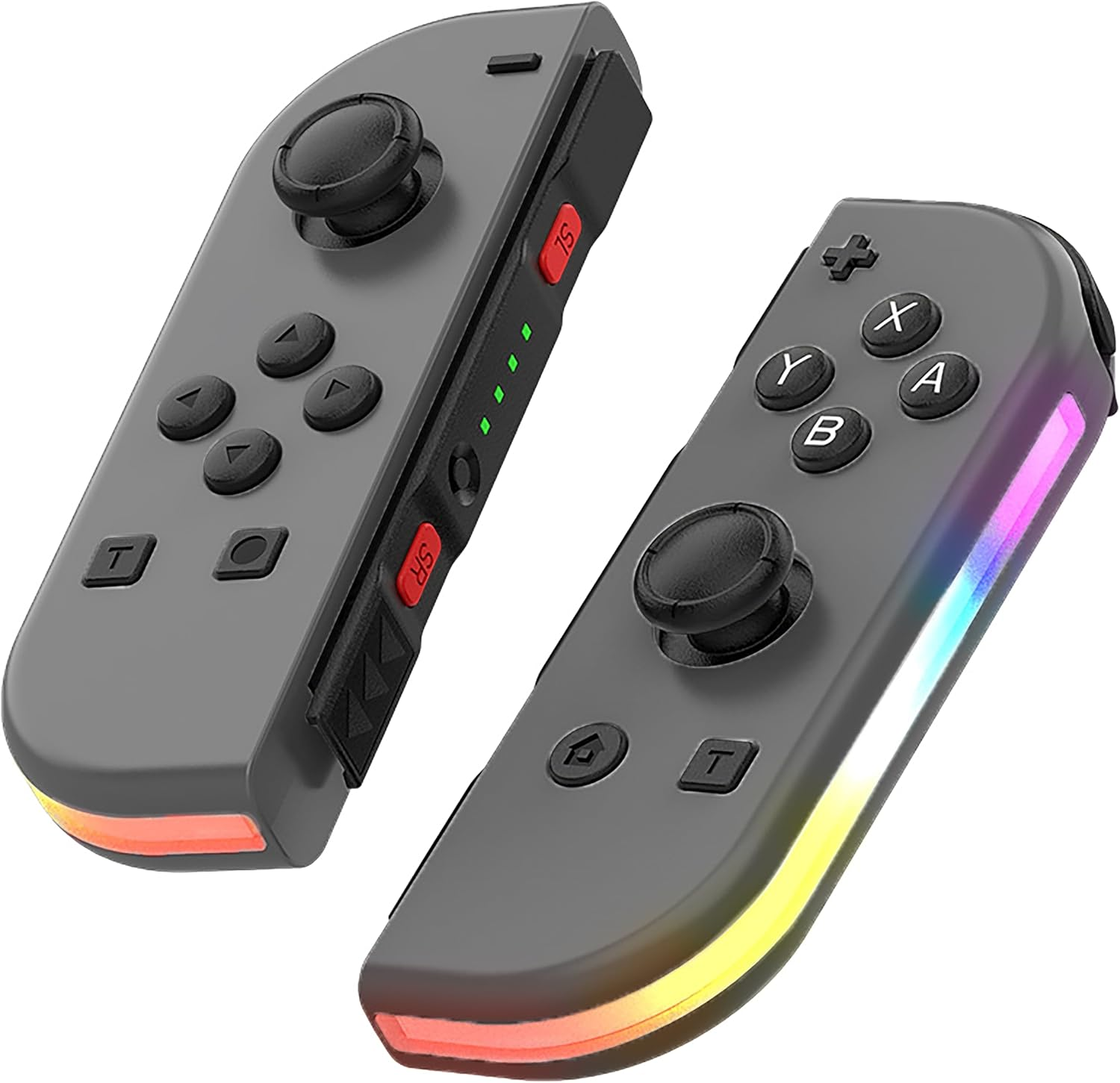 Costec Grey RGB LED Joy Con Controller for Nintendo Switch Replacement for Nintendo Switch Controller, Compatible with Switch, Wireless Left and Right Joy Con for Switch Nintendo Support Dual Vibration/Wake-Up/Screenshot, Joy Con Controller for Switch OLED Lite [Grey with RGB LED]