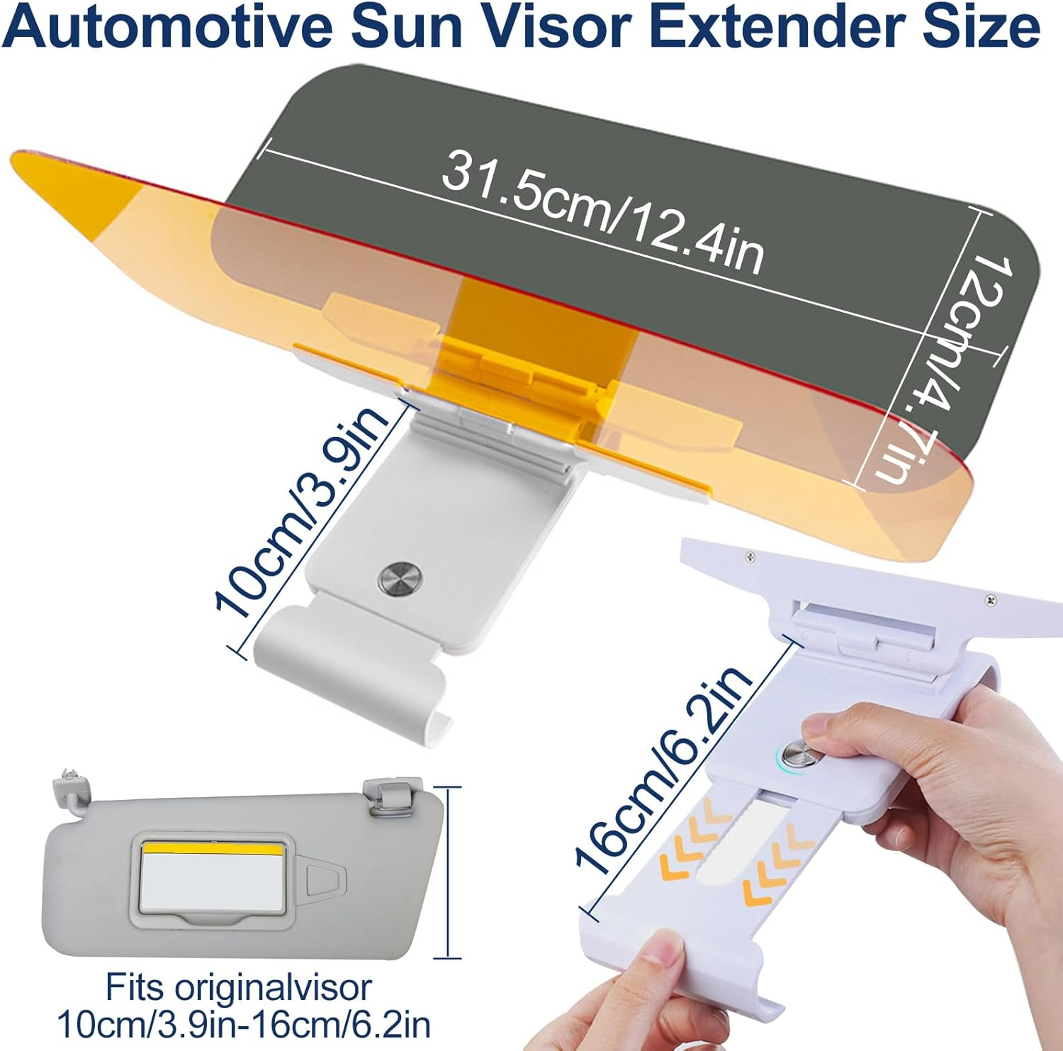 Car Window Sunshade, Upgrade Anti-Glare Polarized Day & Night Vision Sun Visor Protector Extender, 2-In-1 Universal Car Anti-Dazzle Sun Blocker from Glare/Uv Ray/Stray Light image number 2