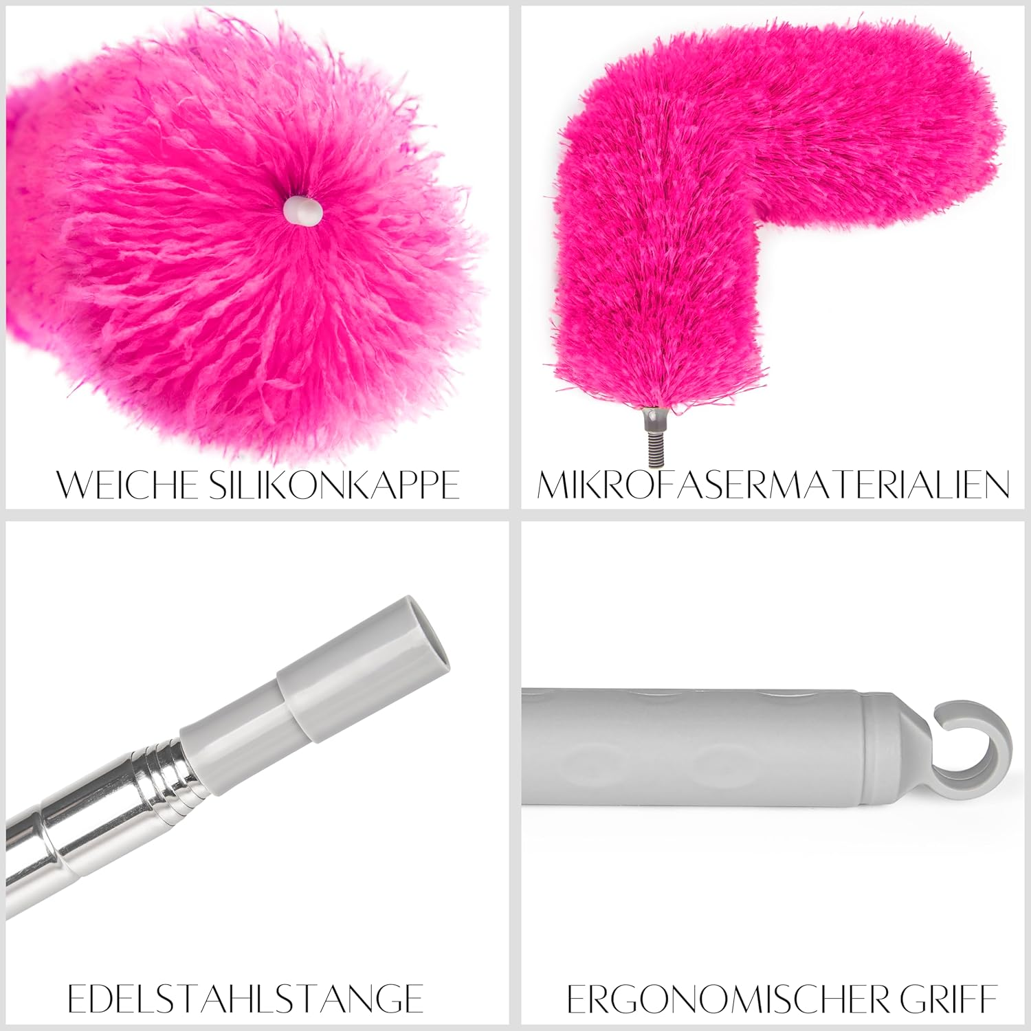 ALX Washable Microfibre Duster, Telescopic Duster Extendable up to 260 Cm. Stylish Cleaning for a Spotless Home (Pink) image number 5