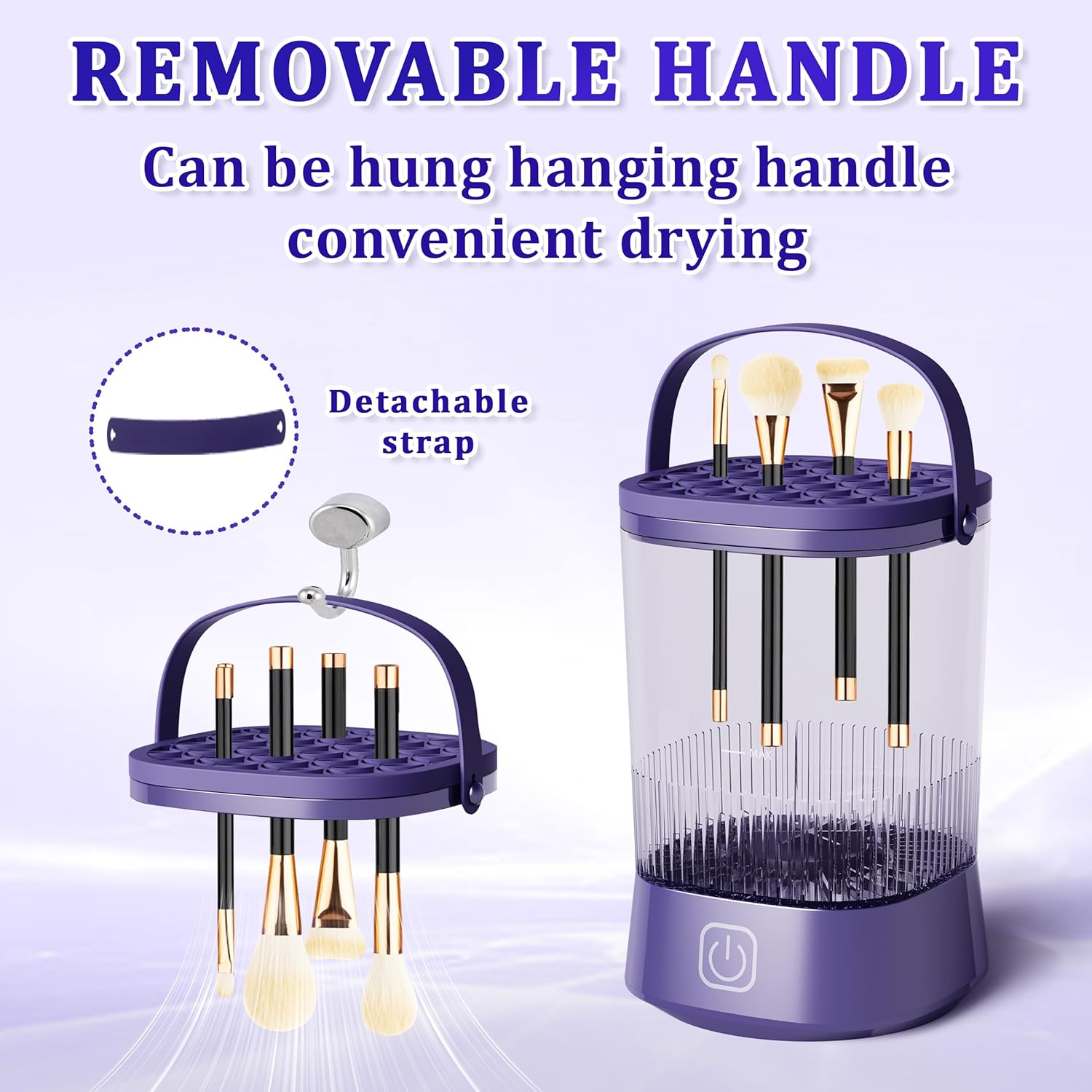 Makeup Brush Cleaner Machine - Electric Makeup Brush Cleaner, Automatic Maku up Brush Cleaning with 1200 Mah Battery, for Makeup Sponges and All Size Brushes (Purple) image number 3