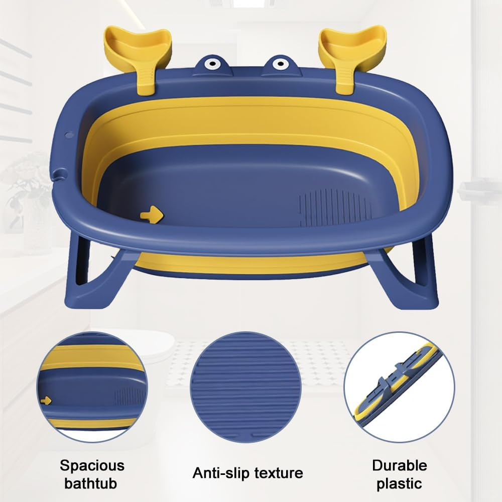 TOMVAES 1 Pcs Foldable Plastic Pet Bathtub, Space-Saving, Portable Travel Washing Tub, Multifunction Shower Tub, Blue, 67X44X20 CM image number 4