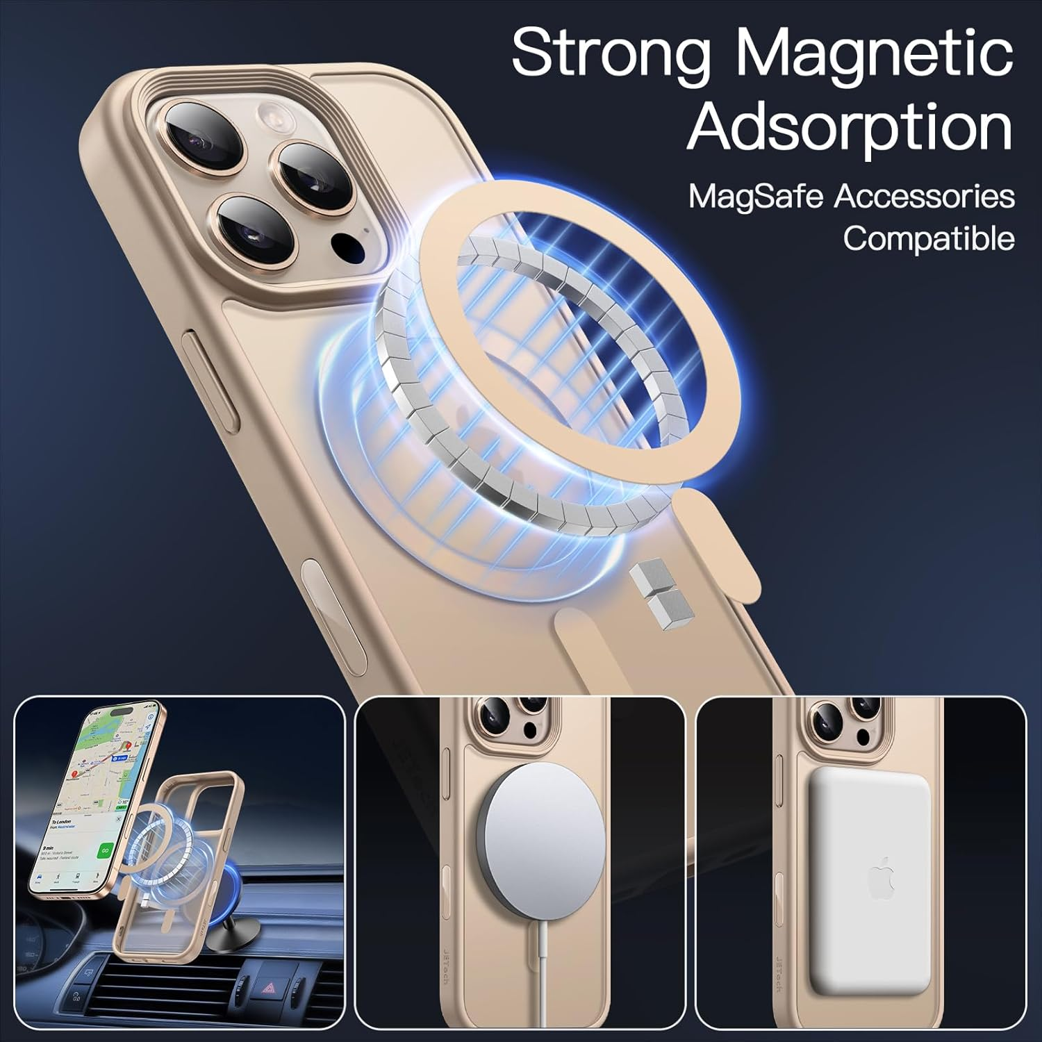 Jetech Magnetic Case for Iphone 16 Pro Max 6.9-Inch with Camera Control Capture Button, Compatible with Magsafe, Translucent Matte Back Slim Shockproof Phone Cover (Desert Titanium) - Desert Titanium image number 4