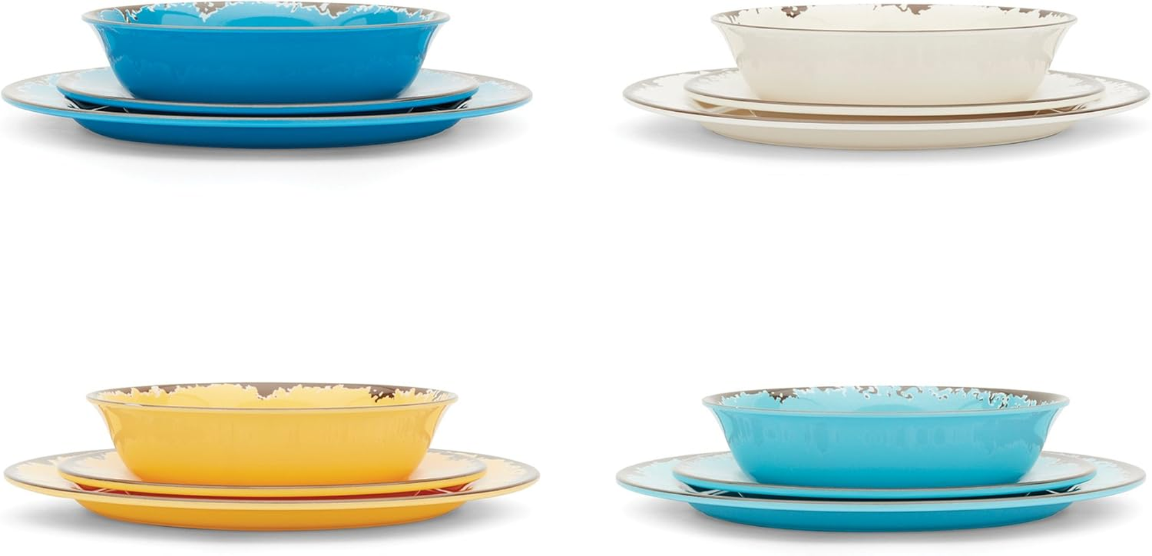 Fox Run Melamine Dinnerware Set, Set for 4, Multicolor Outdoor Dishes