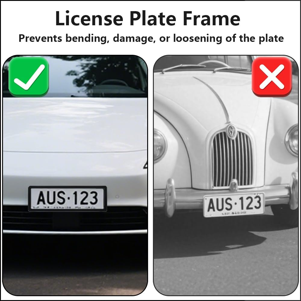 2 Pack Australian Standard 6 Figure Number License Plate Frame,Pair of Unbreakable License Plate Holders,Car Licence Plate Frame Protector Fits Any AU Plates image number 3