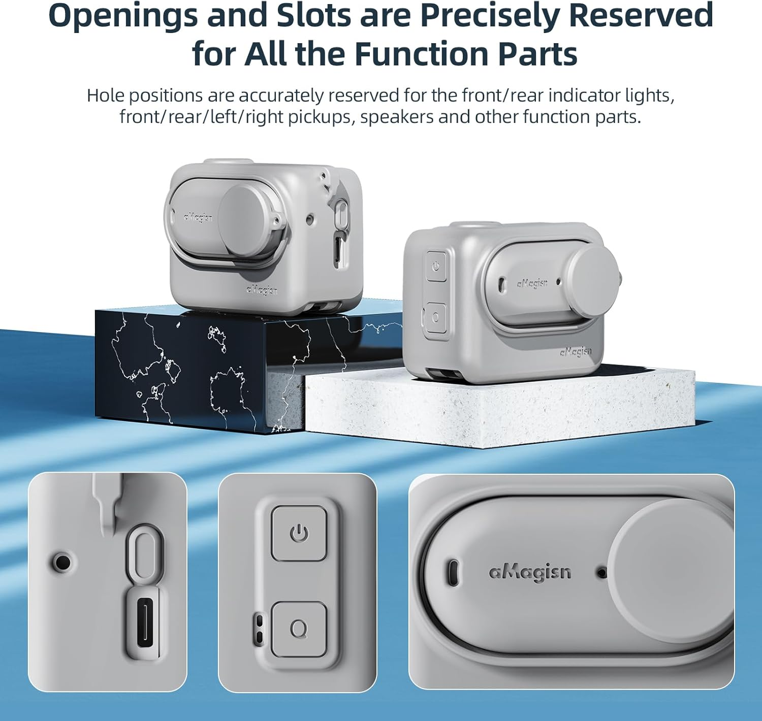 Fenmaru Protective Case for Insta360 GO 3, Insta 360 Go 3 Silicone Case Accessories - Grey image number 7