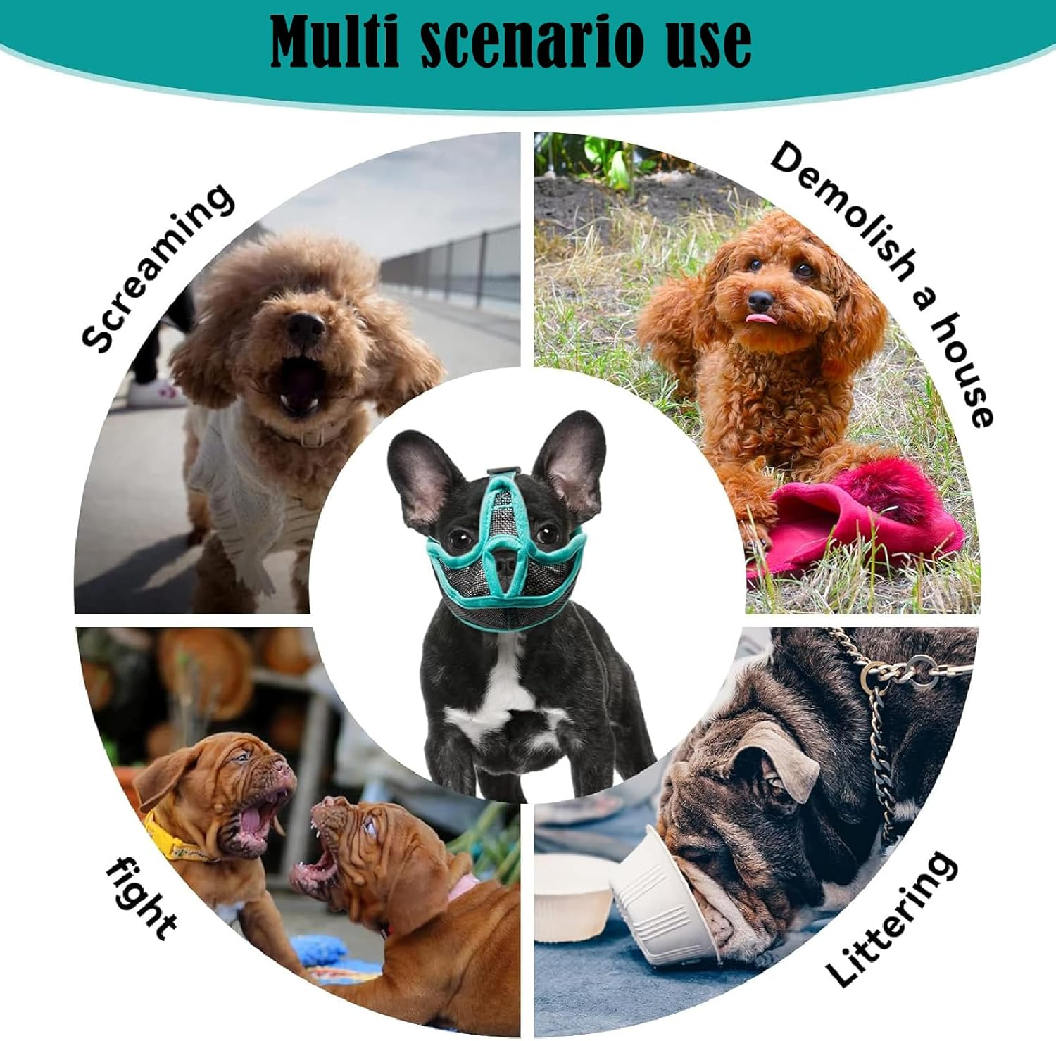 French Bulldog Muzzle, Muzzle for French Bulldog, Frenchie Muzzle, Bulldog Muzzle Breathable Adjustable Mesh Mask for Flat Faced Dog anti Bitting Chewing Barking (S) image number 4