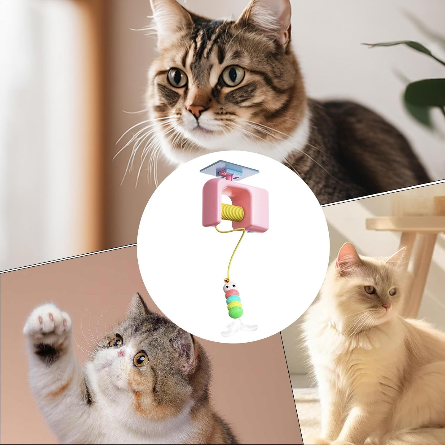 Frxib Doorway Cat Toy | Self Adhesive Ceiling Cat Teaser | Pet Entertainment Supplies Training Accessories Chasing Exercise for Home Backyard Indoor Living Room Balcony image number 6