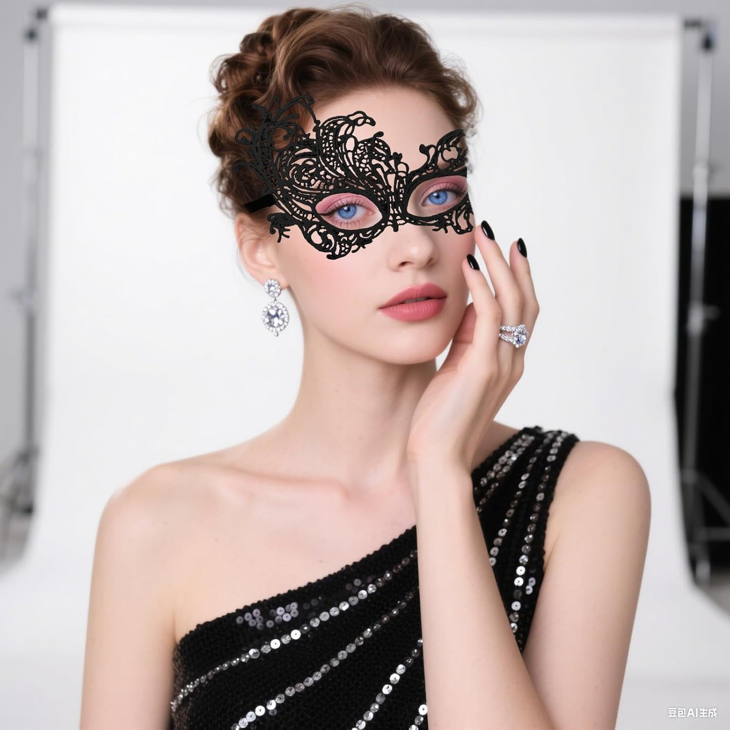 6 Pieces Masquerades Masks for Women Mardi Gras Mask Vintage Antique Mask Multicolored Lace Eye Mask Men Women Costume for Prom Carnival Dress Party Wedding image number 3