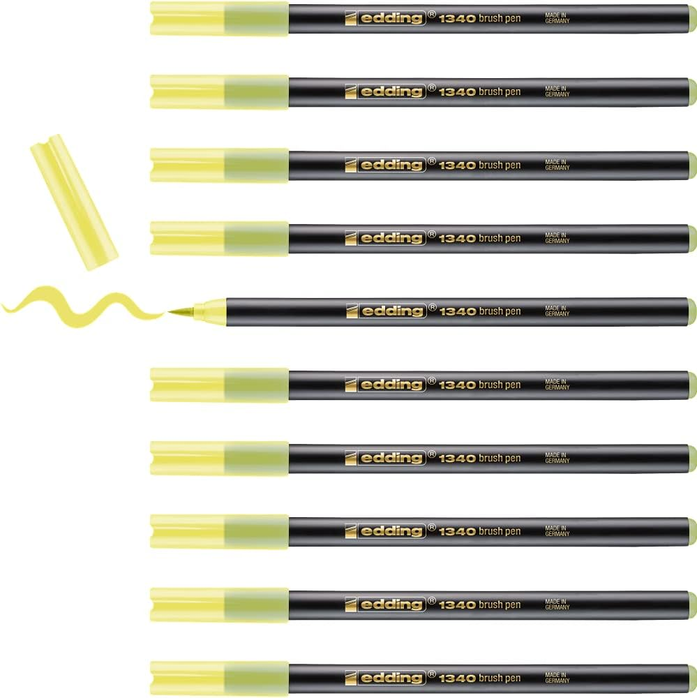 Edding 1340 Brush Pen - Honeydew Melon - 10 Pens - Flexible Brush Tip - Felt Pen for Painting, Writing and Drawing - Bullet Journals, Hand Lettering, Mandalas, Calligraphy - 03: 10 Pens - Blue image number 6