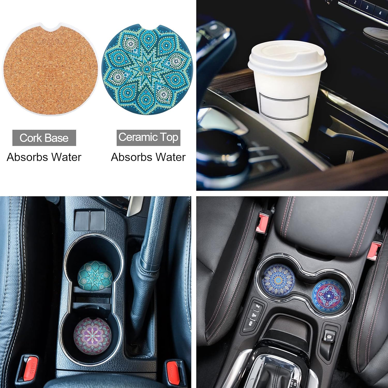 Frienda Baja Saddle Blanket Car Seat Covers Full Set Multicolor Stripe Boho Steering Wheel Cover Seat Belt Pads Crystal Hanging Ornament Automotive Interior Universal Fit Most Cars(Stylish Style) image number 6