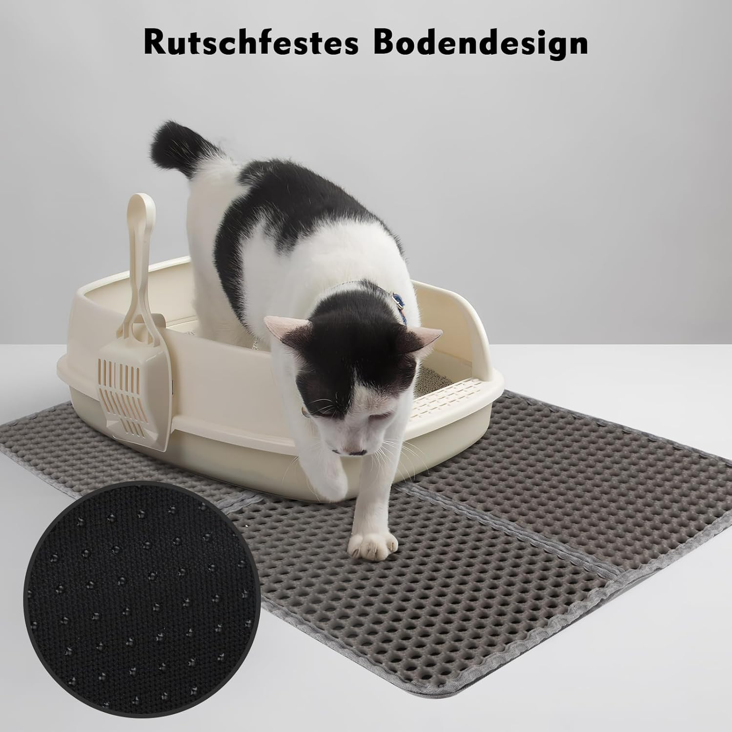 MOCOBO Cat Litter Tray Mat, 75 X 55 Cm, Easy to Clean & Waterproof Cat Litter Mat for Cat Litter, Non-Slip Cat Mat for Indoor Cats image number 1