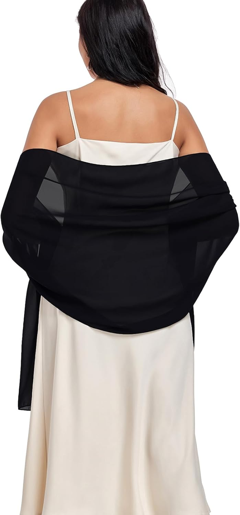 Shawls and Wraps Soft Chiffon Scarve Scarf for Evening Party Dresses Wedding Stole, Champagne1, One Size image number 3