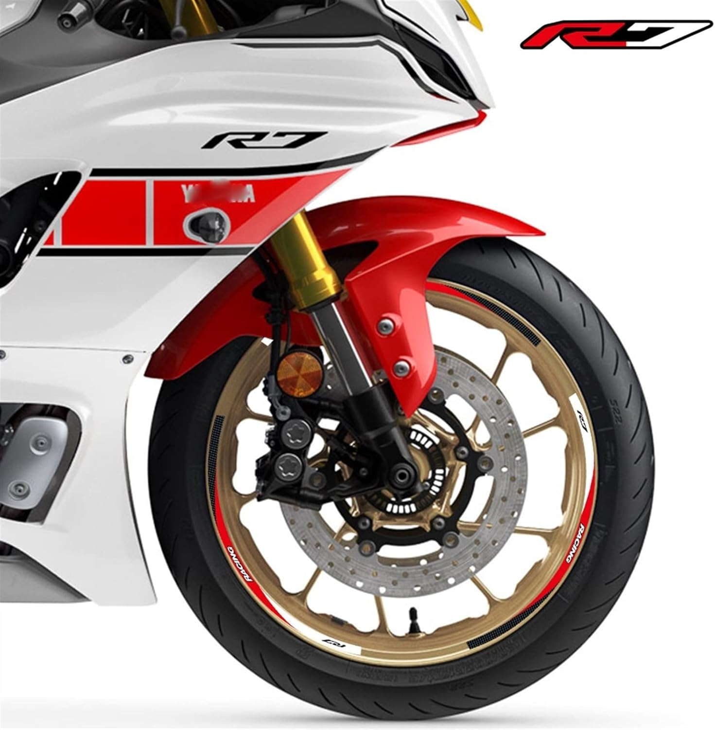 Stickers for Yamaha YZF R7 R7 2022 Motorcycle Tire Waterproof Wheel Logo Stickers Reflective Stripe Decals (Color : 3 Style Red) - 1 Style Red image number 3