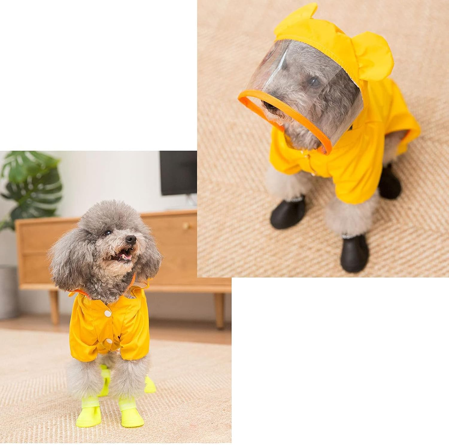Dog Raincoat，Rain/Water Resistant，Dog Raincoat Hooded Waterproof Rain Jacket，Dog Jumpsuit，Raincoat Poncho Waterproof Clothes，Reflective Strip Poncho Coats，Cute Pet Rainwear Bear Shape Pet Clothe (XL) image number 3