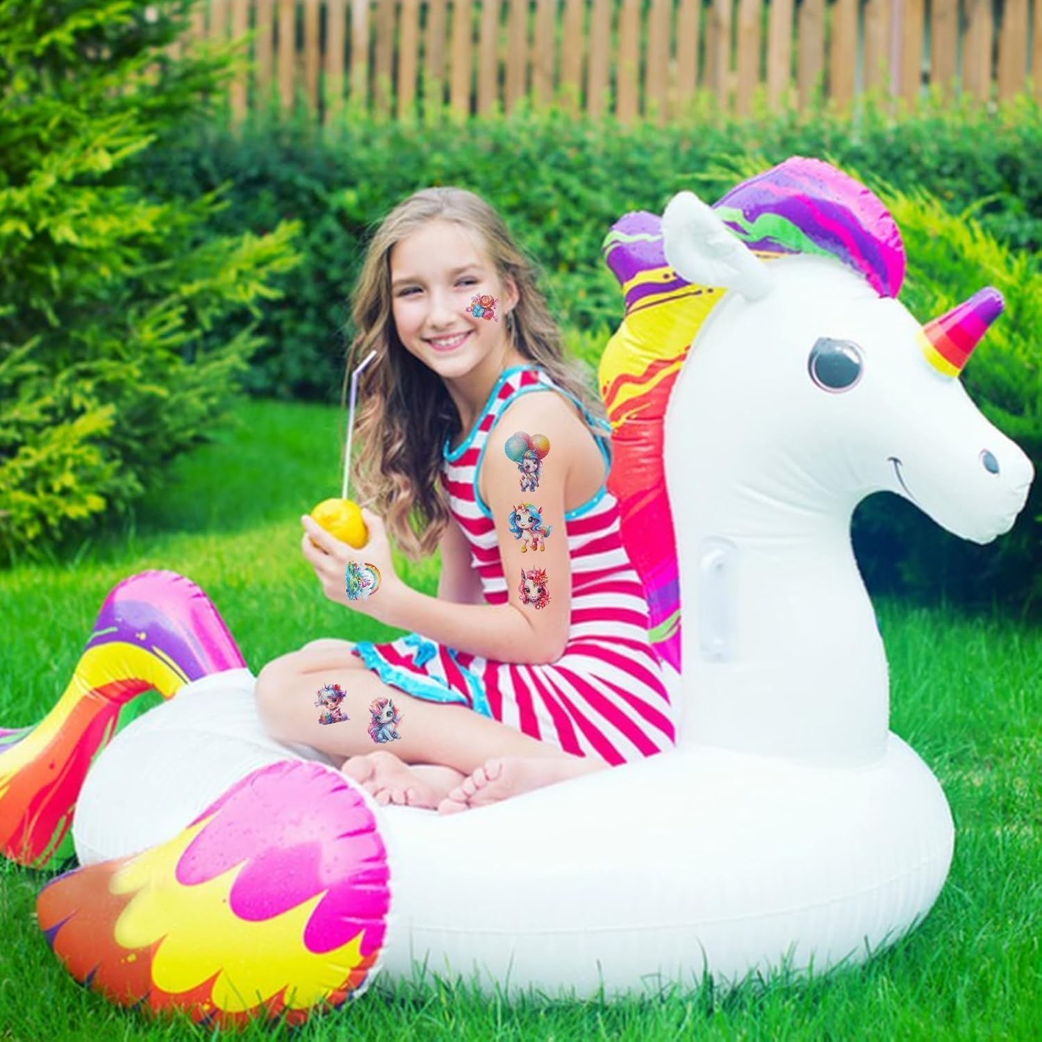 BUYUP Temporary Tattoo Kids,145Pcs Glitter Styles Unicorn Temporary Tattoos - Perfect for Unicorn Birthday Party Decorations, Favors, Supplies, Gifts Goodie Bag Fillers, 12 Sheets