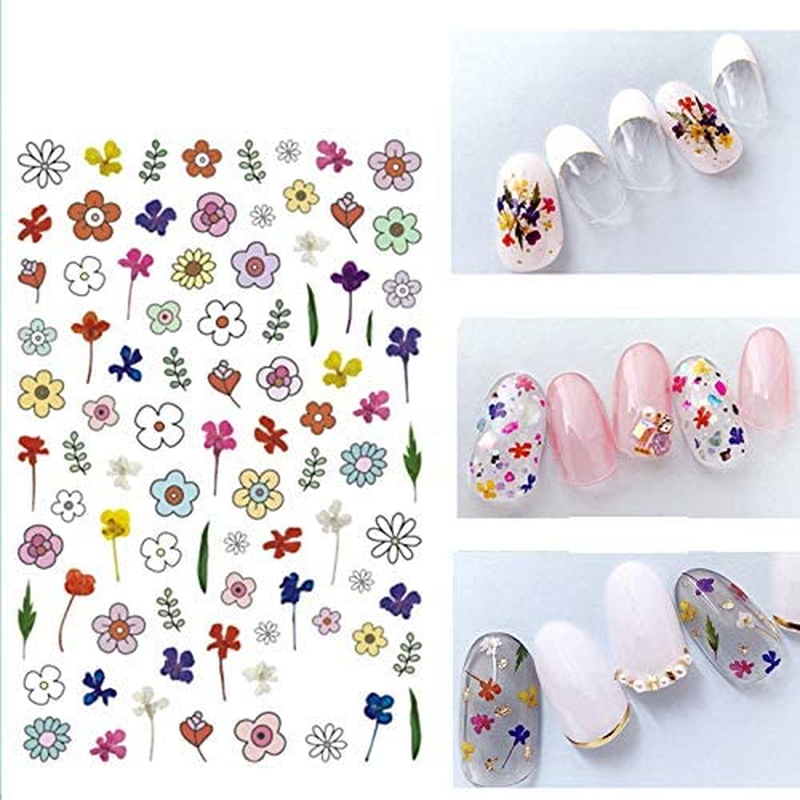 DAWNTREES Nail Stickers,1000+ Natural Materials Nail Art Stickers,For Women Girl Kids Nail Stickers Self Adhesive,Cute Nail Decals,Environmentally Diy,Flowers, Eggs, Plants,Fruit Decals - 3D White Pink image number 3