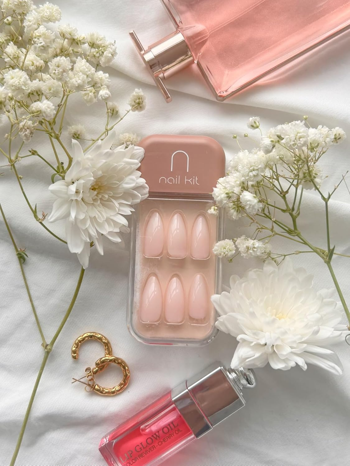 Nka Press on Nails Kit - 28 Premium Quality False Acrylic Fake Nail Set Includes Nail Glue Sticky Tabs Reusable Case -Ombre Pink Medium Almond Press on Nail -Pink Shine image number 5