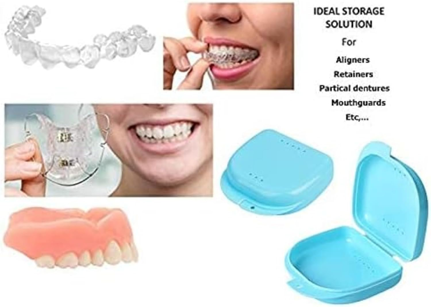 Portable Retainer Case 7.7X8X2.5Cm with Vent Holes, Slim Holder for Invisible Aligners, Mouth Guards & Orthodontic Appliances, Travel Essential, White & Pink