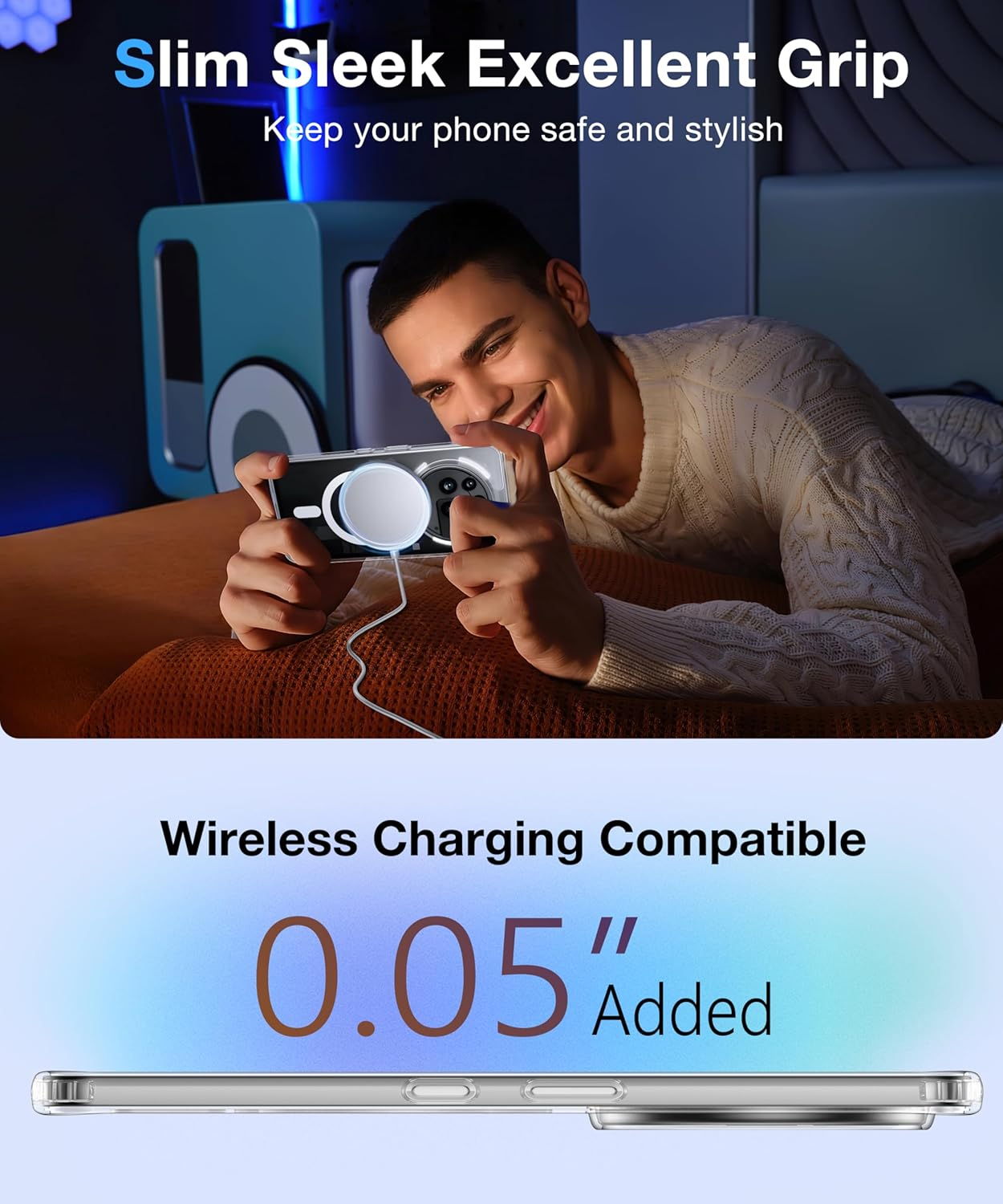 FNDMIL [NO.1 Magnetic] for Nothing Phone 3A Pro Case with Magsafe [Transparent Anti-Yellow] [Military Shockproof] [Slim Fit] Hard Case with Soft Silicone Bumper Mobile Phone Case for Nothing Phone 3A image number 4