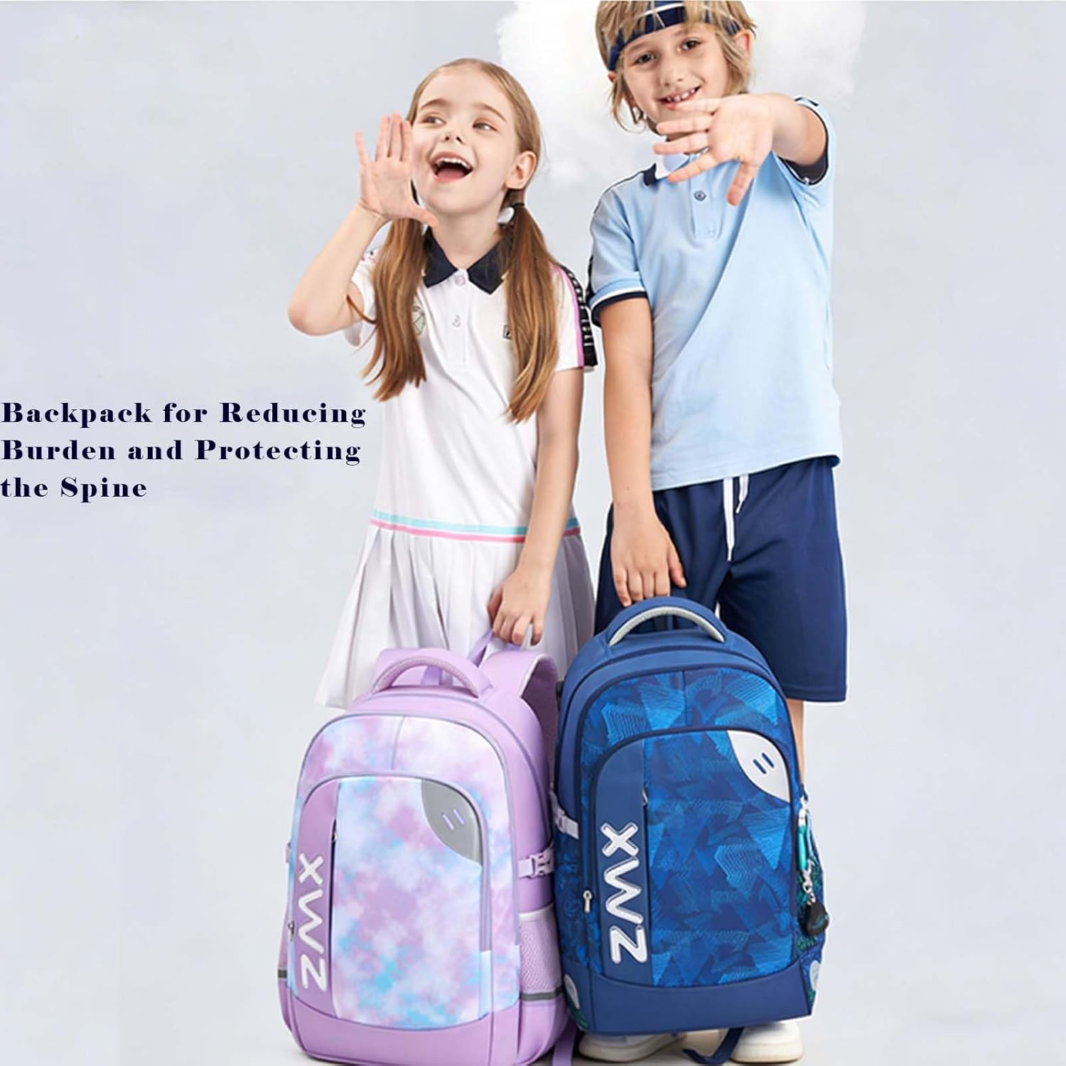 36L Backpack for Boys-Girls, Elementary Middle School Bags for Kids Bookbag, Children Bookbag, Nylon Waterproof Resistant Backpack - Blue image number 2