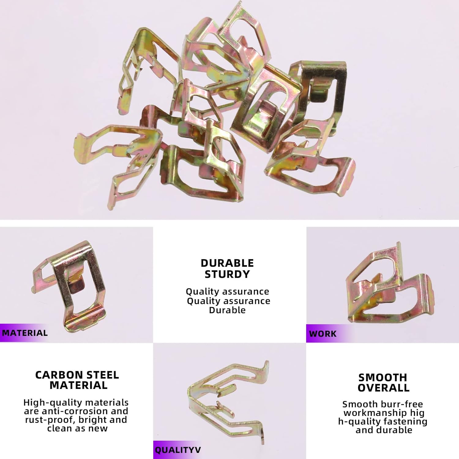 Swpeet 100Pcs 10 Sizes 7.9Mm-18.2Mm Metal Trim Panel Spring Clip Kit Compatible with VW Audi 4A0-867-276A image number 2