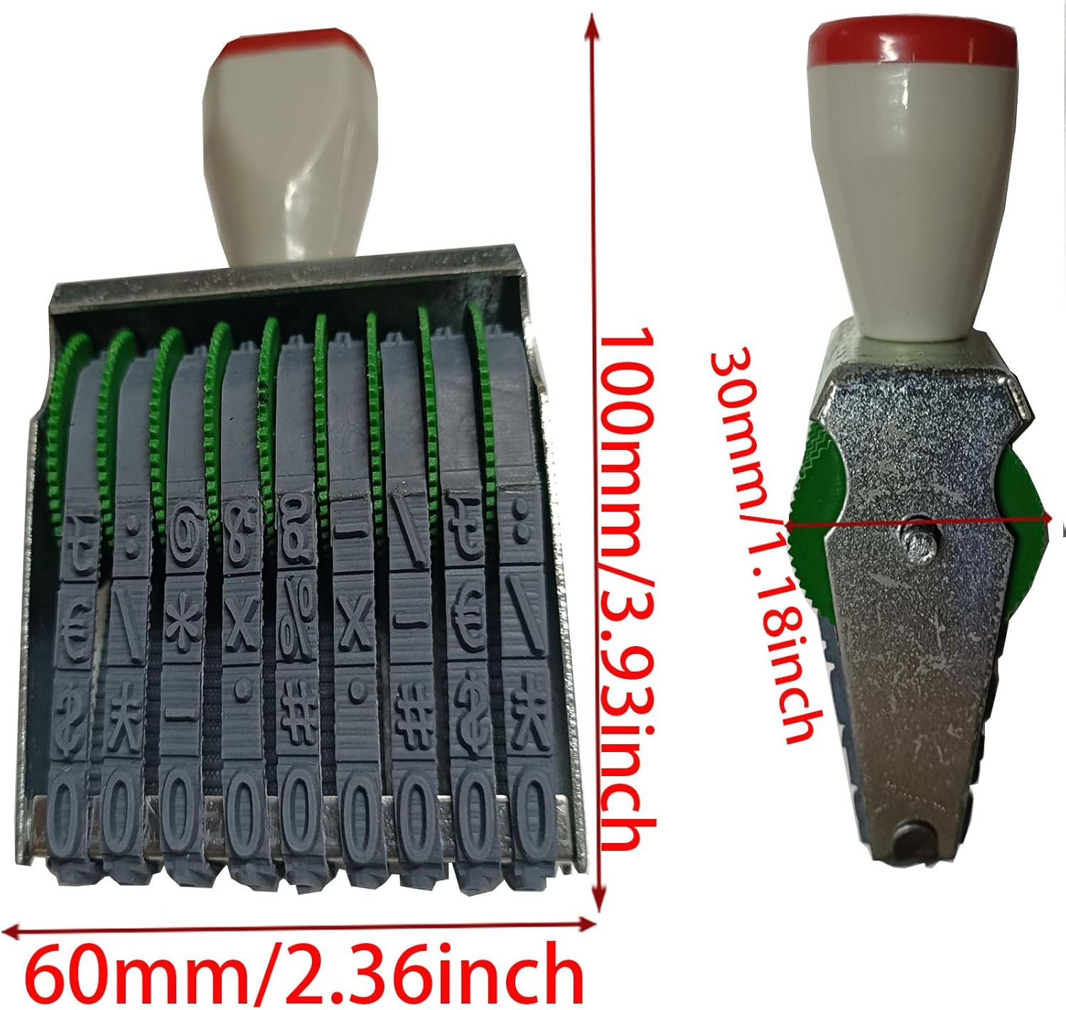Zeng 9 Digit Adjustable Number Stamp, with Number 0-9 and Symbols, Rubber Rolling Office Business Stamp, Supermarket & School Supplies, Multicolor image number 1