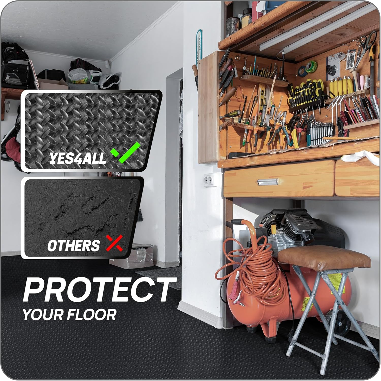 Yes4All Thicker EVA Foam Puzzle Exercise Mats &frac34;&rdquo; and 1" for Home Gym Workout - Interlocking Floor Tiles for Fitness Equipment - D. 48 Square Feet (12 Tiles) - Grey image number 4