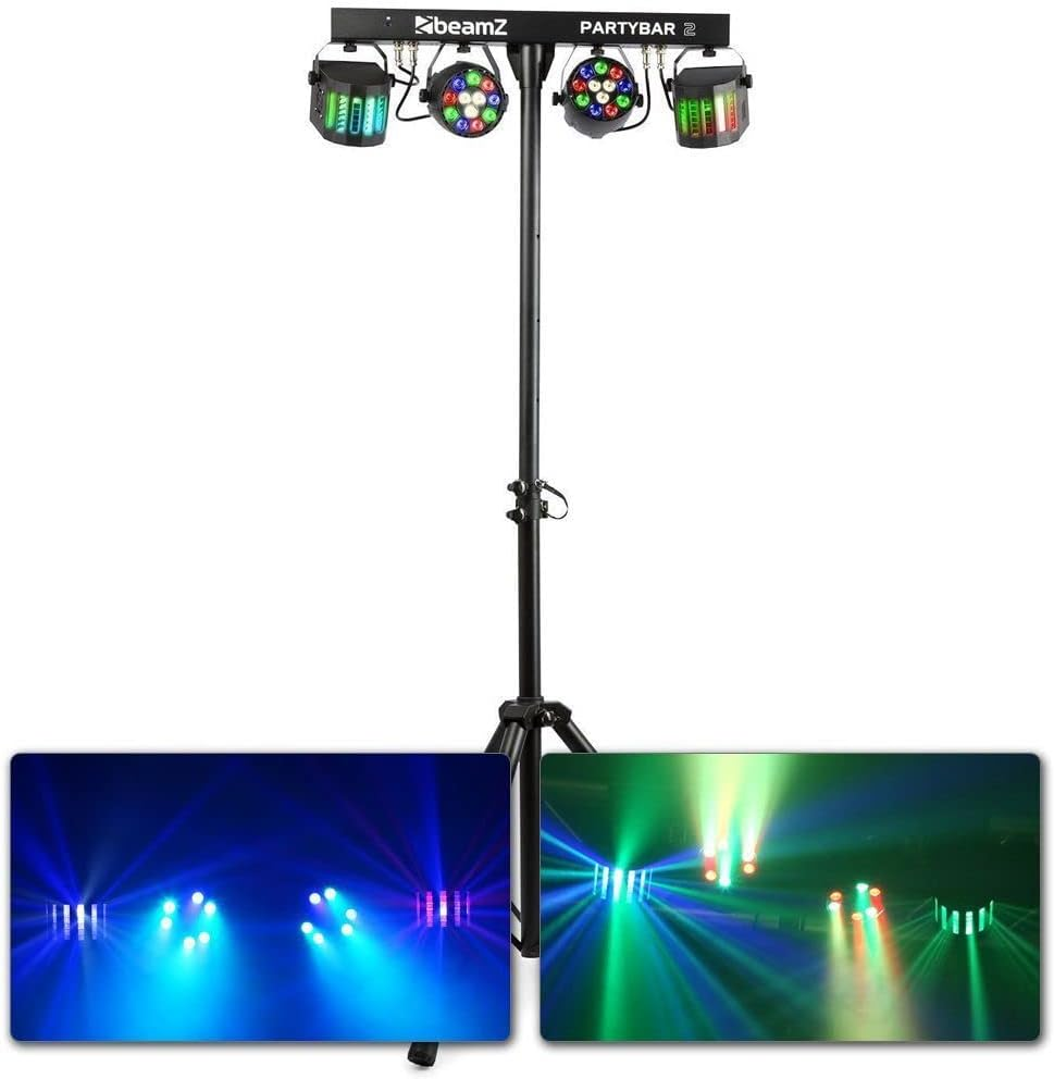 Beamz Partybar 2 All-In-One LED DJ Lighting System RGBW DMX Lighting Stand IR