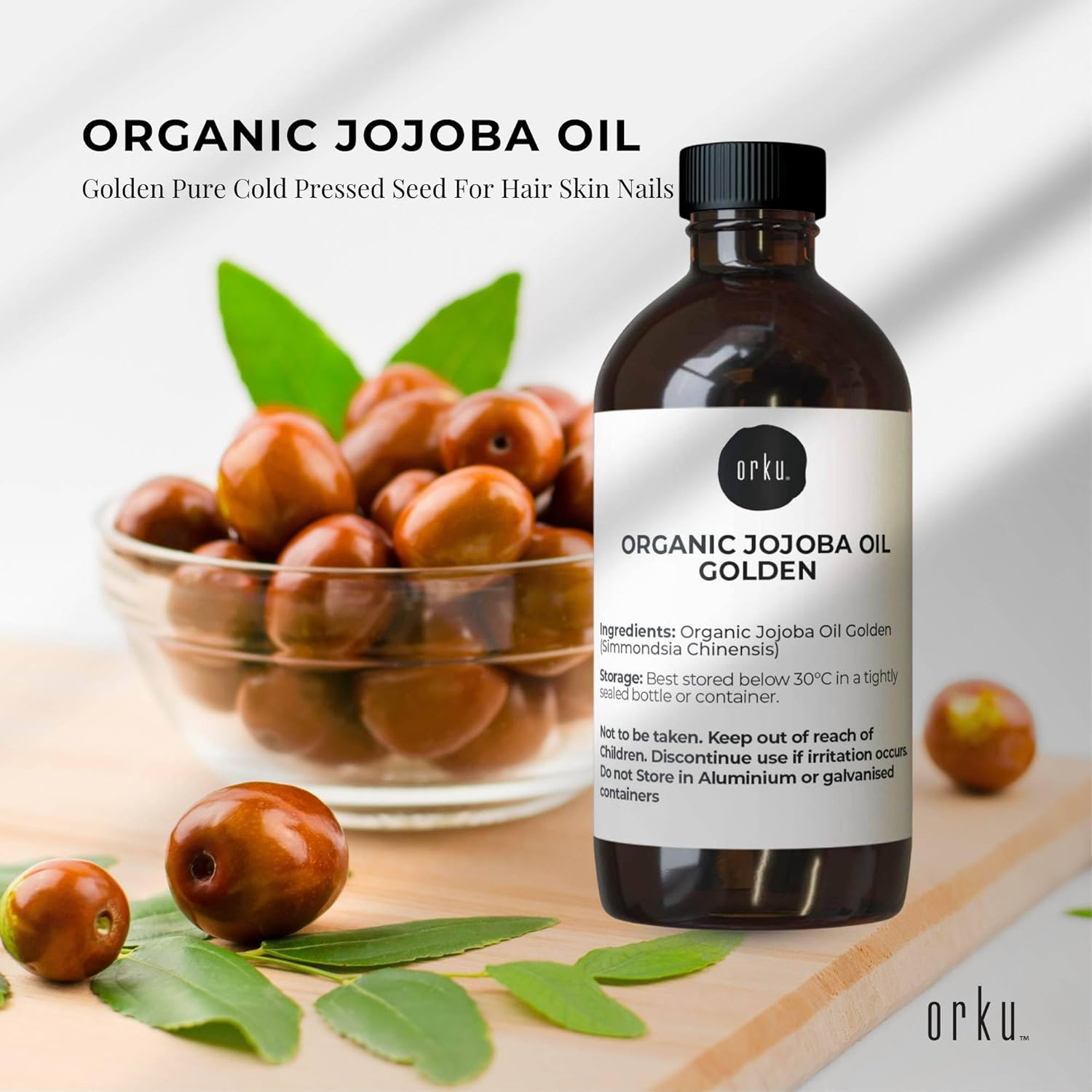 100Ml Organic Jojoba Oil - Golden Pure Cold Pressed Seed for Hair Skin Nails image number 2