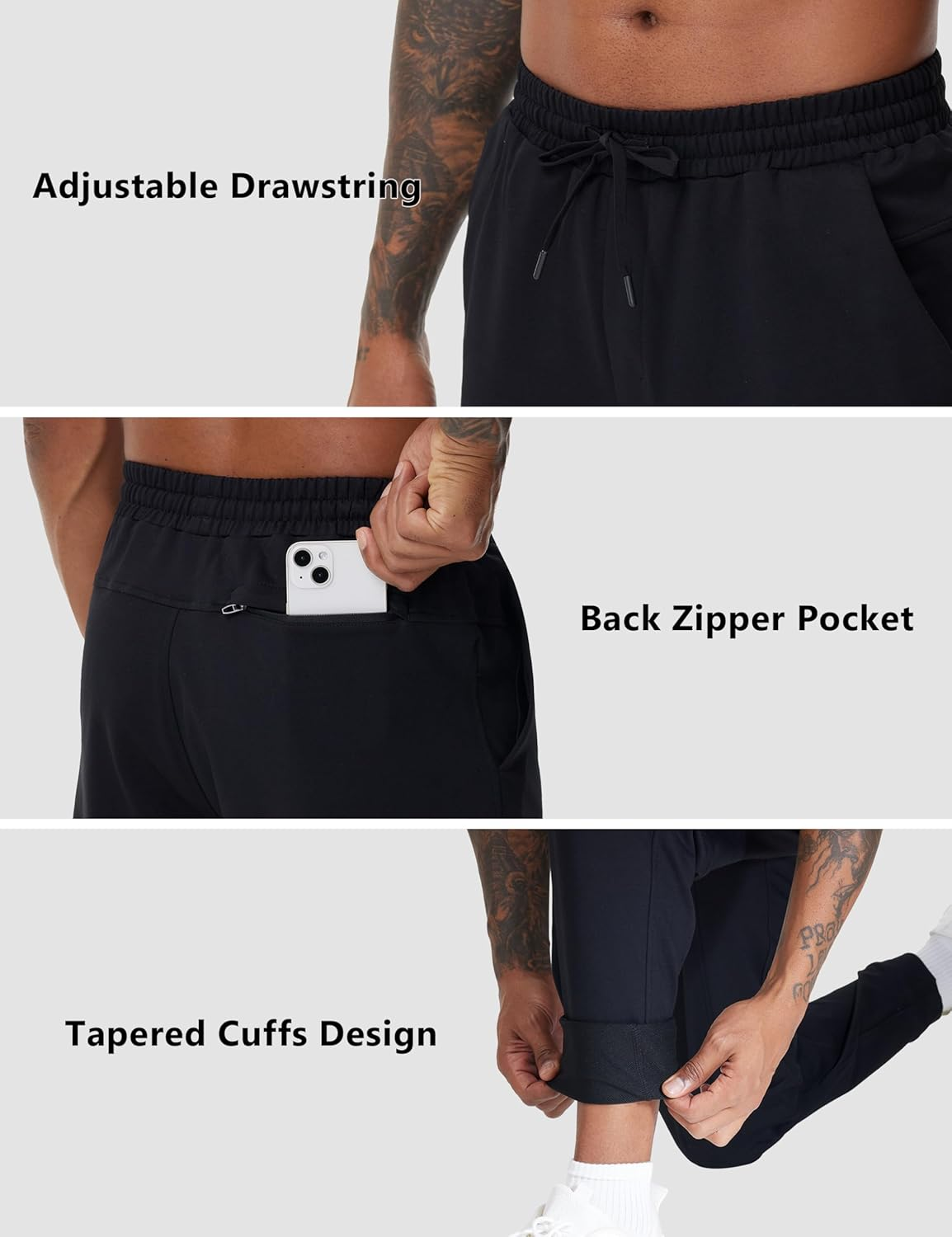 THE GYM PEOPLE Men'S Drawstring Workout Joggers Pants Lightweight Tapered Running Lounge Sweatpants with Pockets image number 2