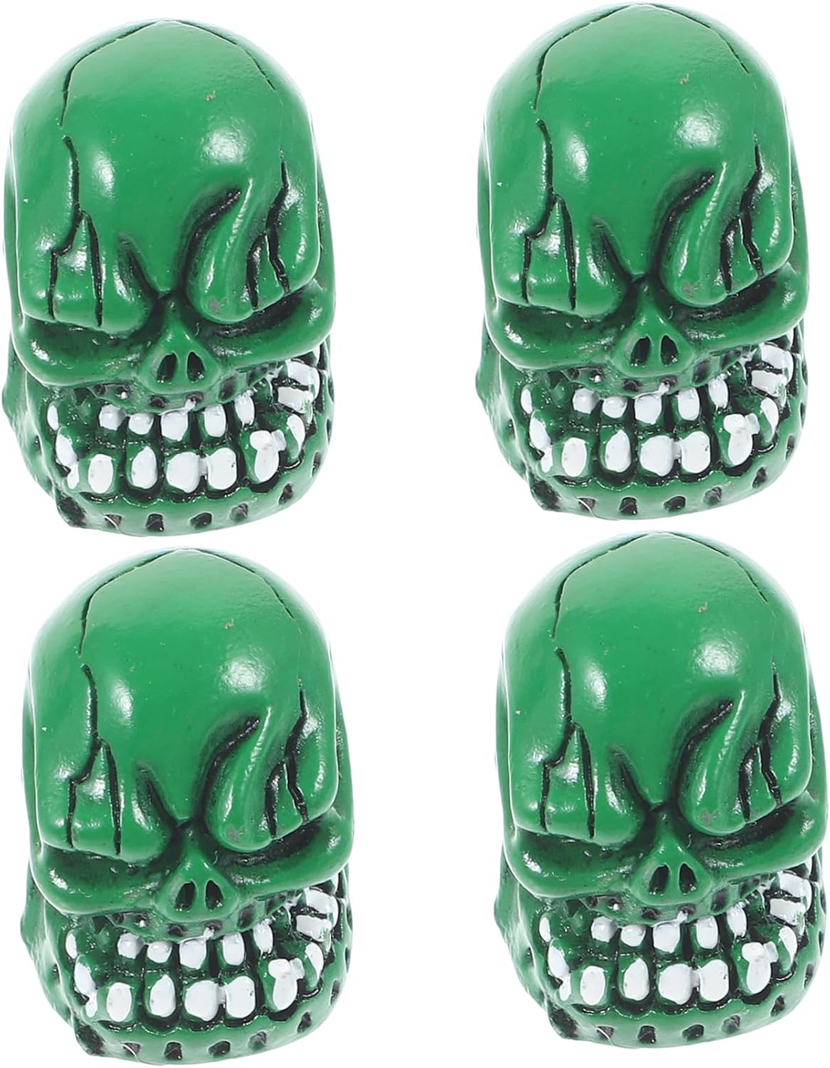 GOOHOCHY 4Pcs Green Skull Car Tire Valve Caps Bike Motorcycle Valve Stem Covers Decorative Air Nozzle Caps for Automotive Wheels Accessories image number 2