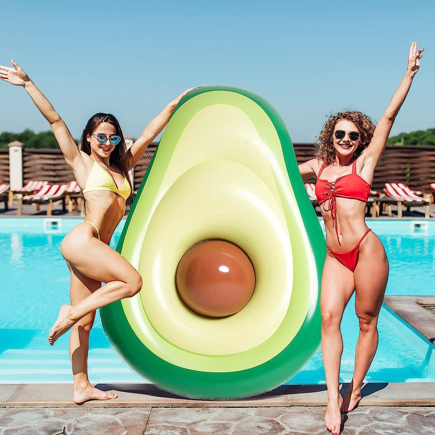 LATERN Giant Inflatable Avocado Float, 165 Cm Large PVC Swimming Pools Float Lounge Beach Floaty with Water Ball for Children Adults Pool Beach Party Toy image number 2